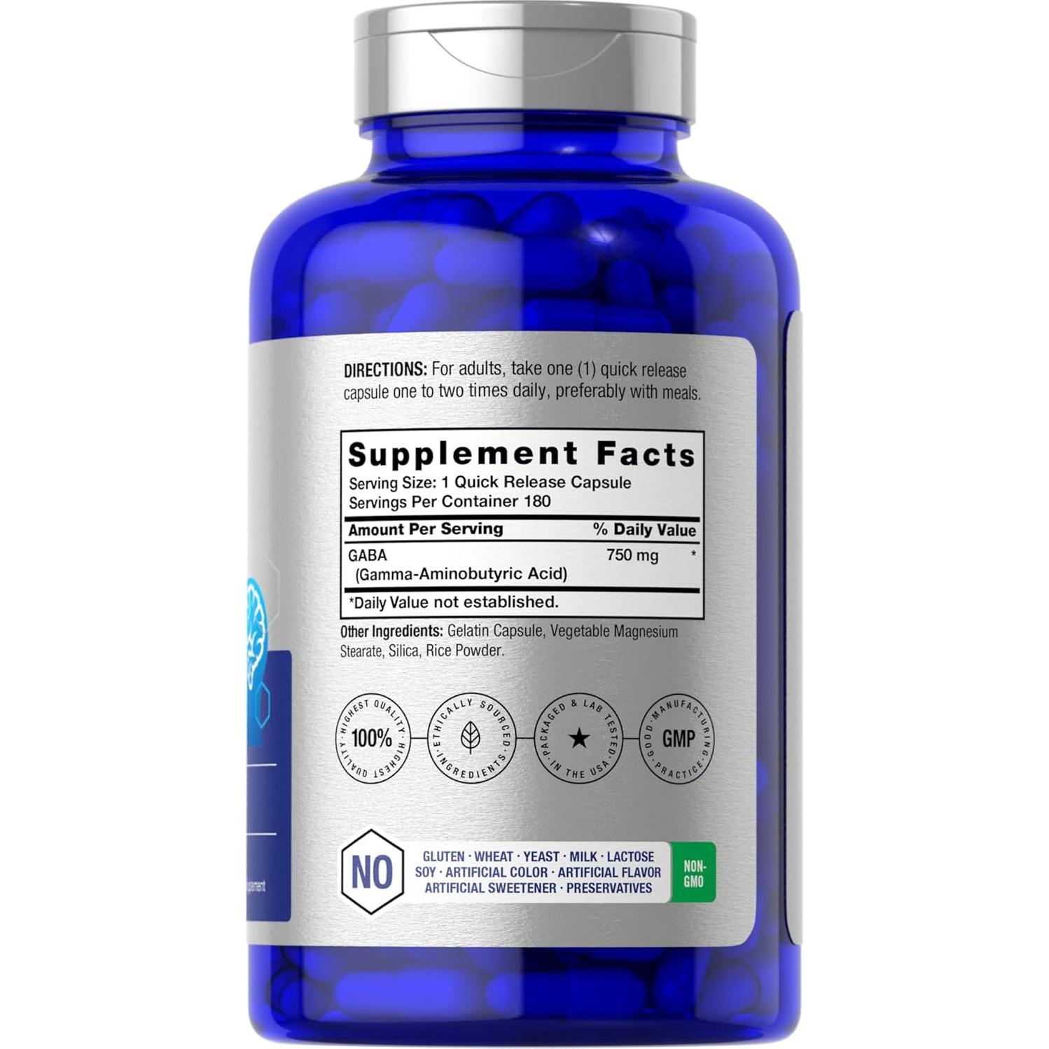 Suplemento GABA 750mg Horbäach | 180 Cápsulas Rápida Absorción
