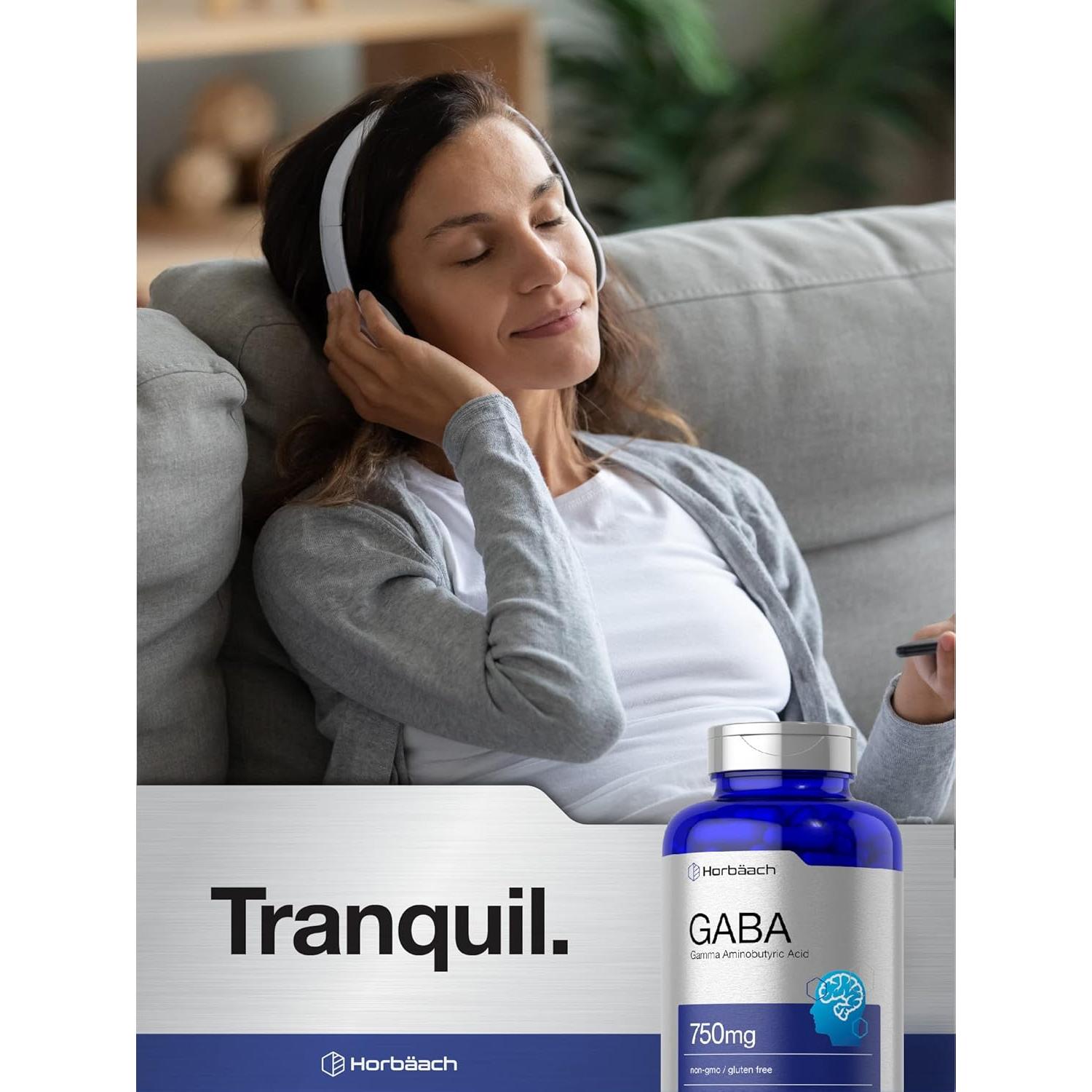 Suplemento GABA 750mg Horbäach | 180 Cápsulas Rápida Absorción