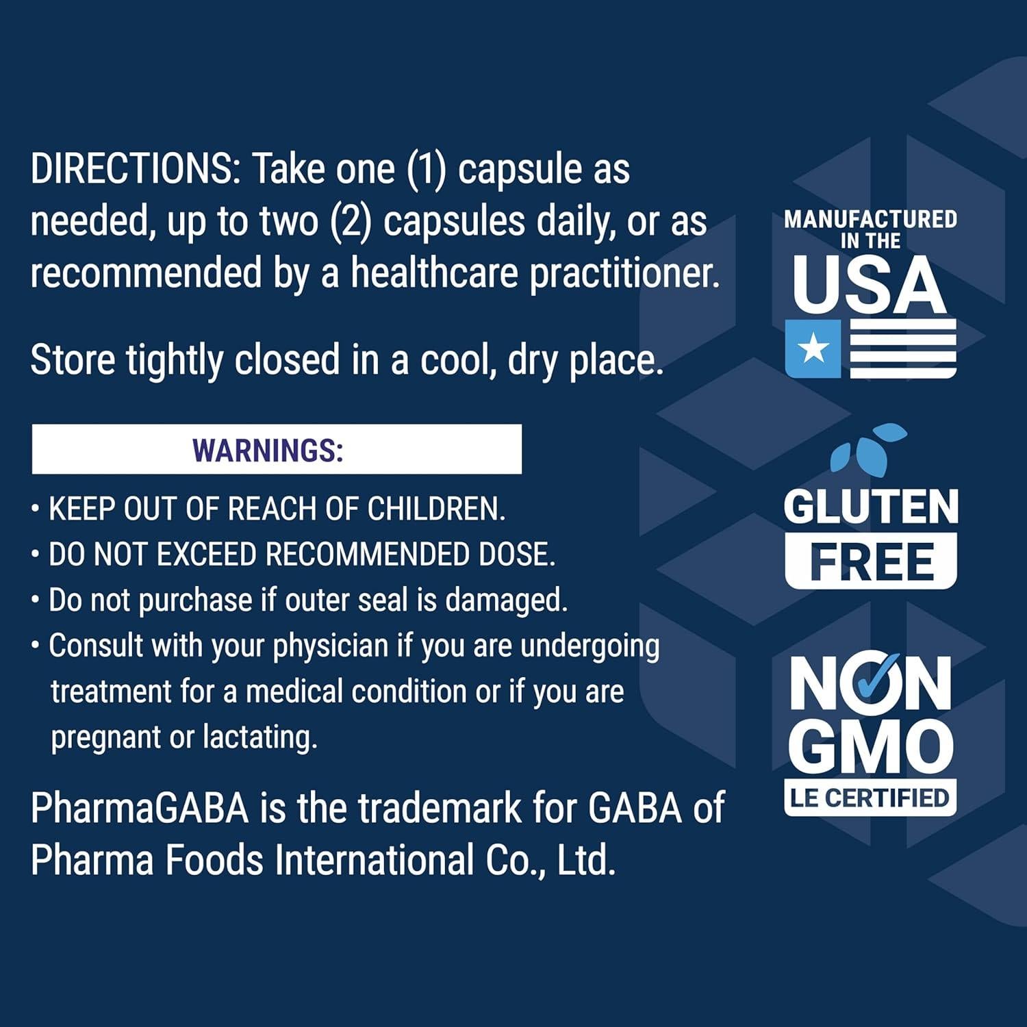 Suplemento GABA Life Extension 100 mg, 60 Cápsulas Vegetarianas