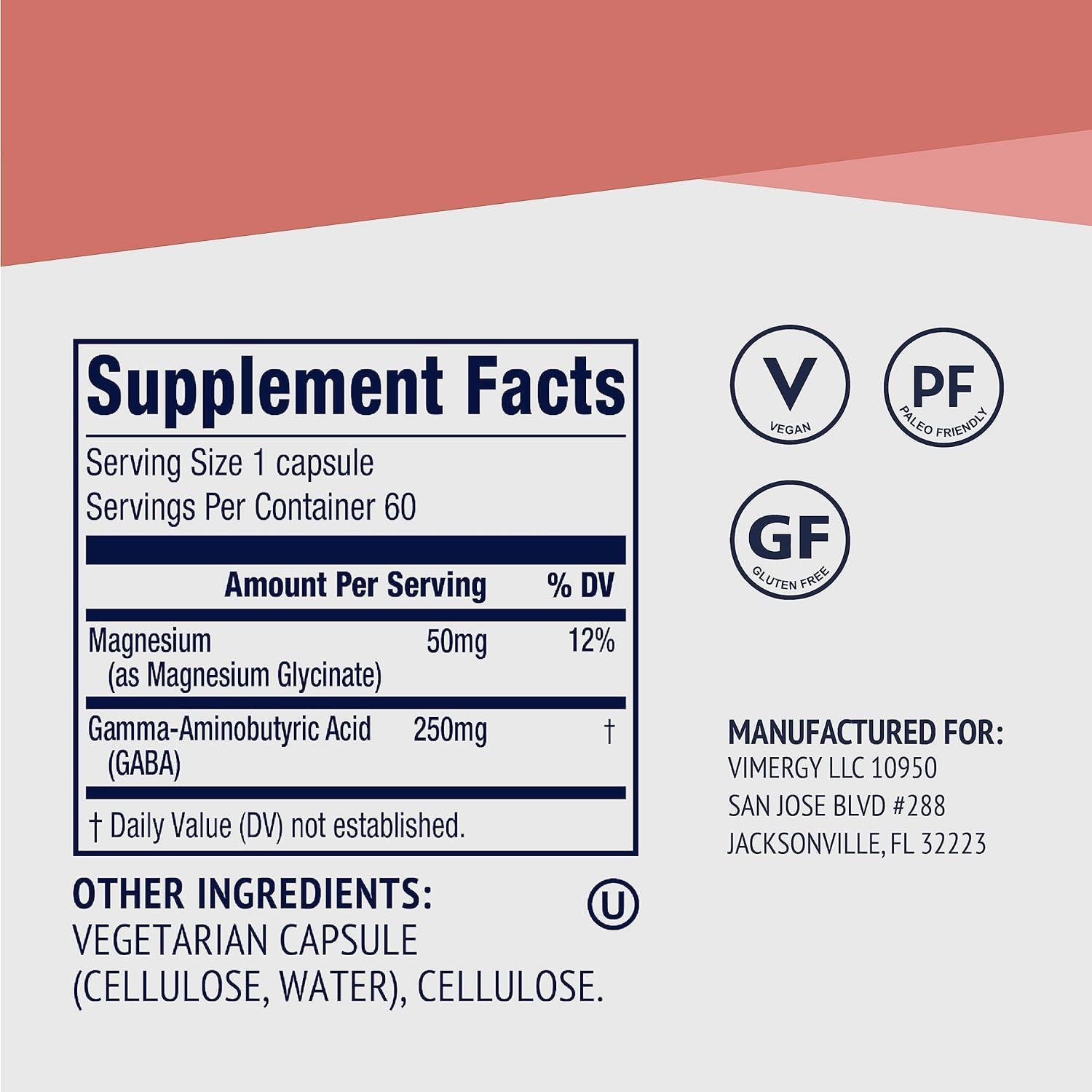 VIMERGY GABA con Magnesio 60 Cápsulas - Relajación y Bienestar