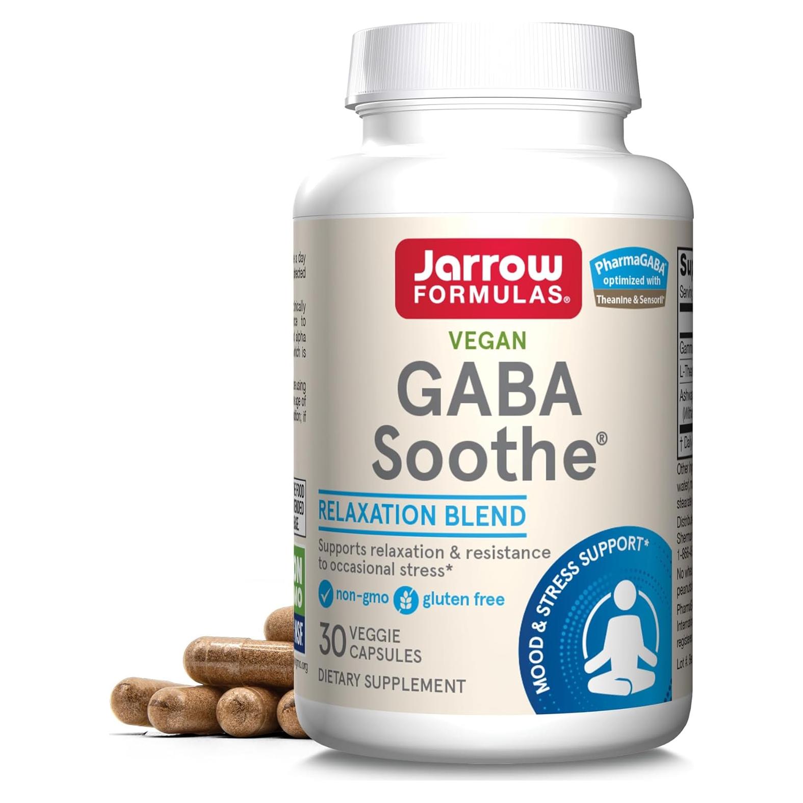 Suplemento GABA Soothe Jarrow Formulas 30 Cápsulas Vegetales