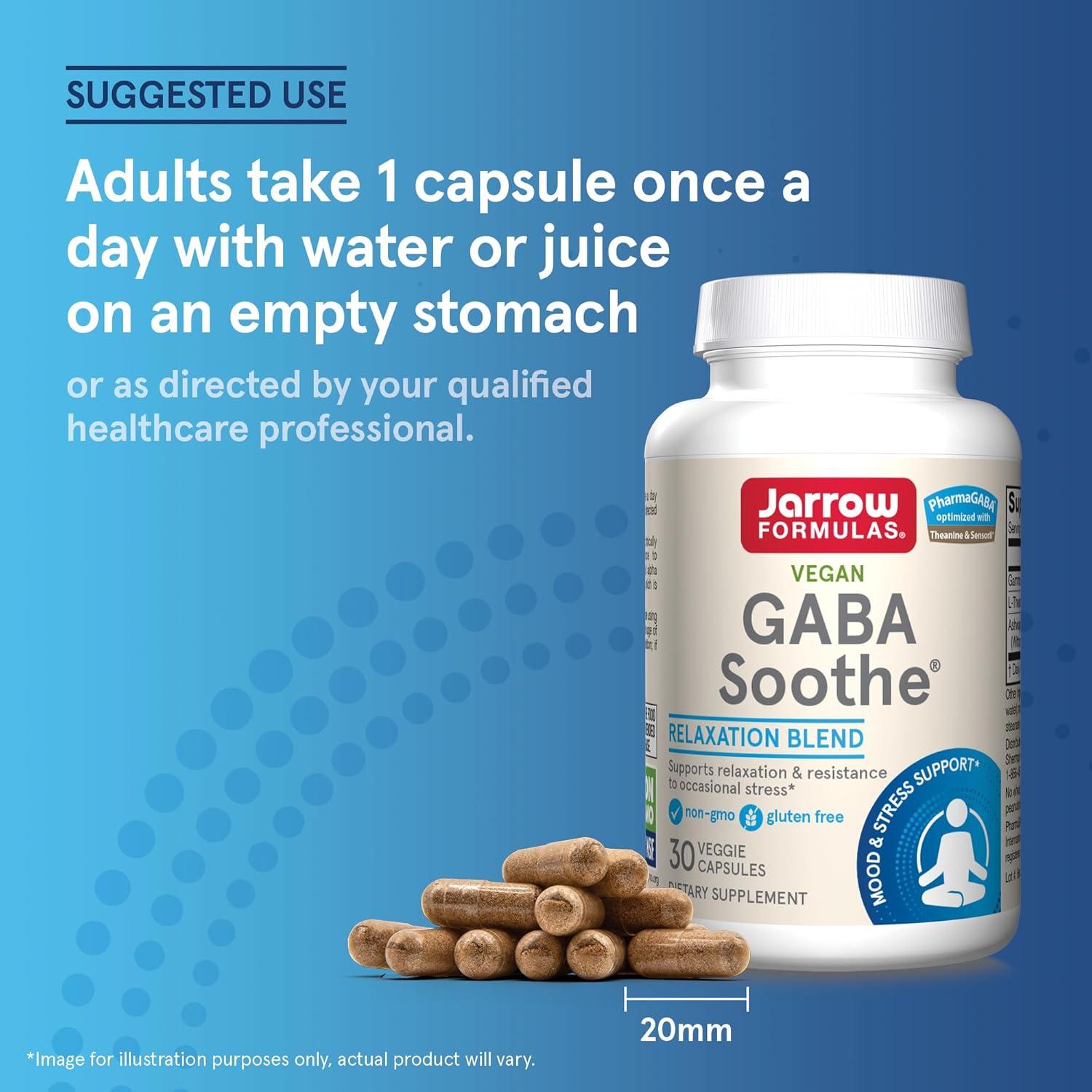 Suplemento GABA Soothe Jarrow Formulas 30 Cápsulas Vegetales