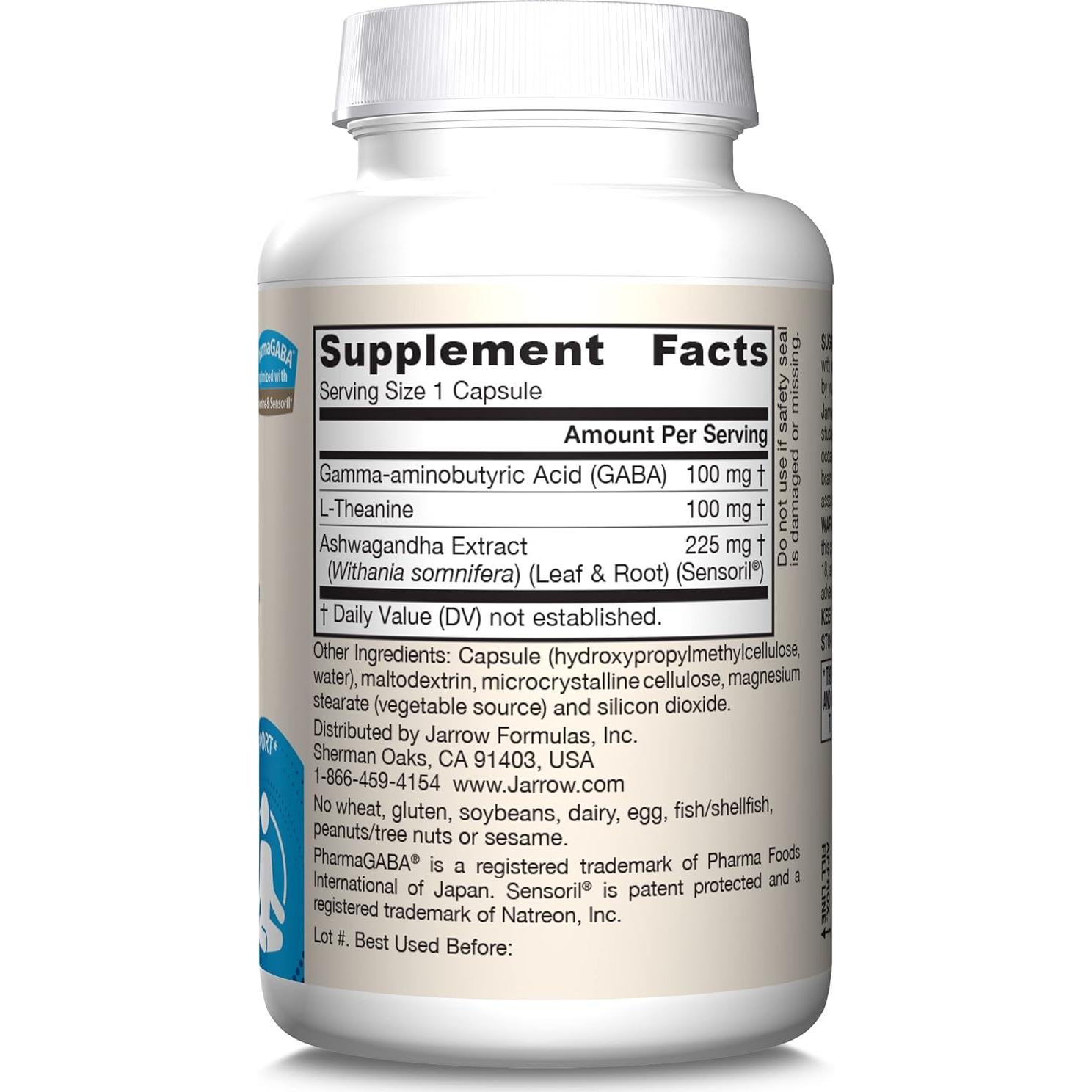 Suplemento GABA Soothe Jarrow Formulas 30 Cápsulas Vegetales