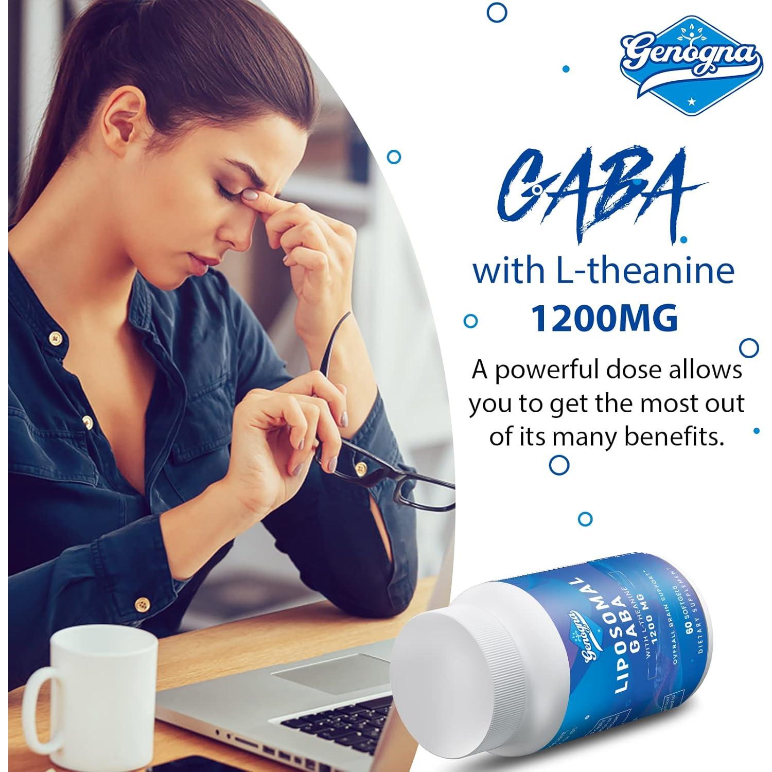 Suplemento GABA Liposomal Genogna 1200mg 60 Cápsulas