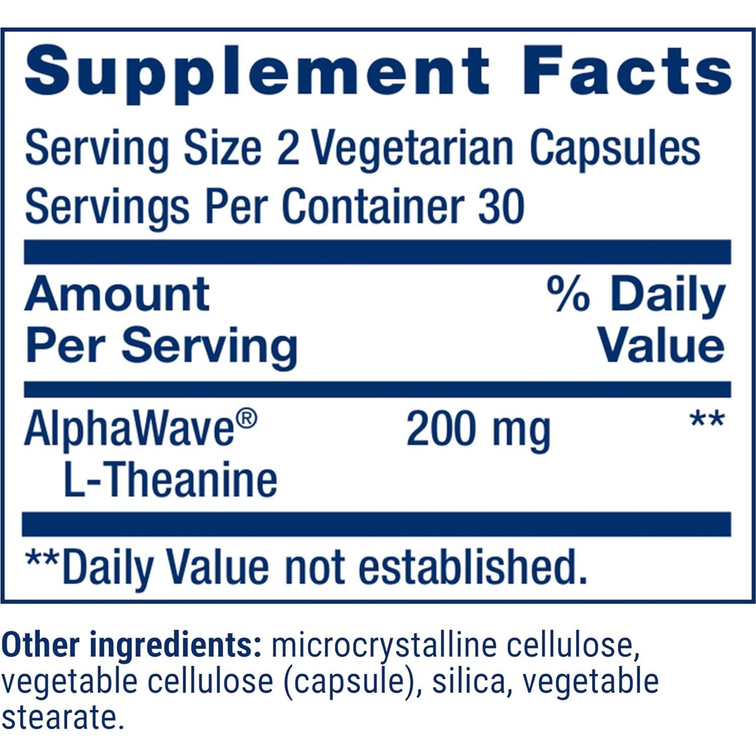 L-Theanine Life Extension 200 mg 60 Cápsulas Vegetariano