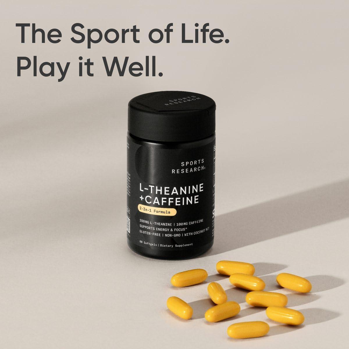 Suplemento L-Theanina + Cafeína Sports Research 200mg 60 Softgels