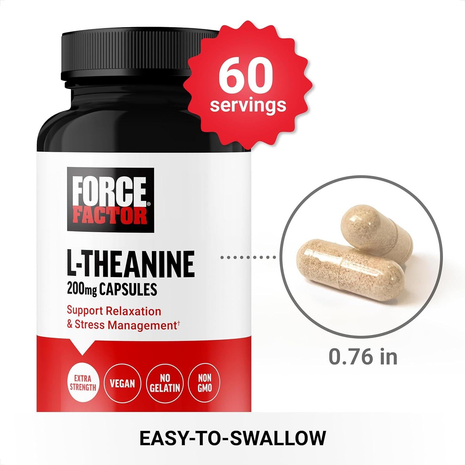 Suplemento L-Teanina Force Factor 200mg 60 Cápsulas Veganas