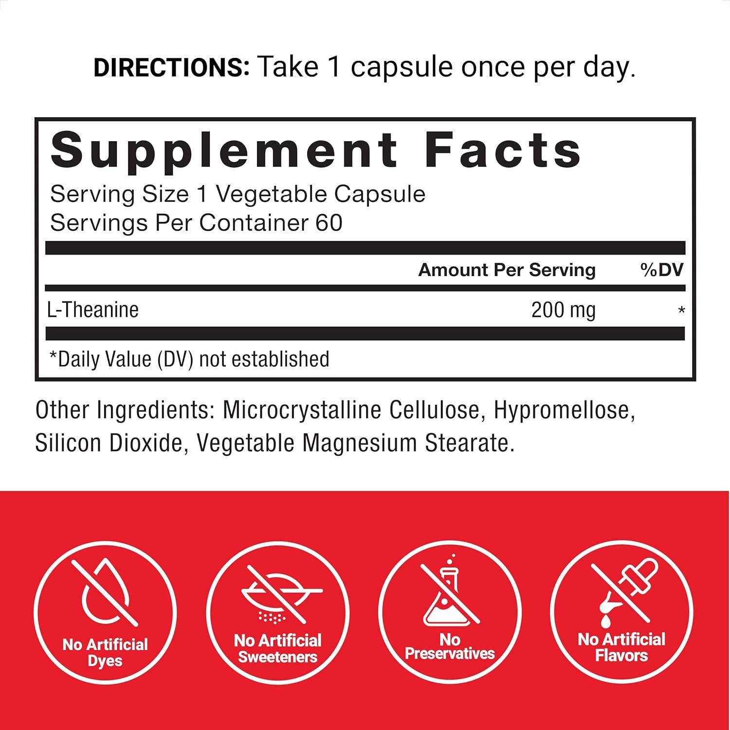 Suplemento L-Teanina Force Factor 200mg 60 Cápsulas Veganas