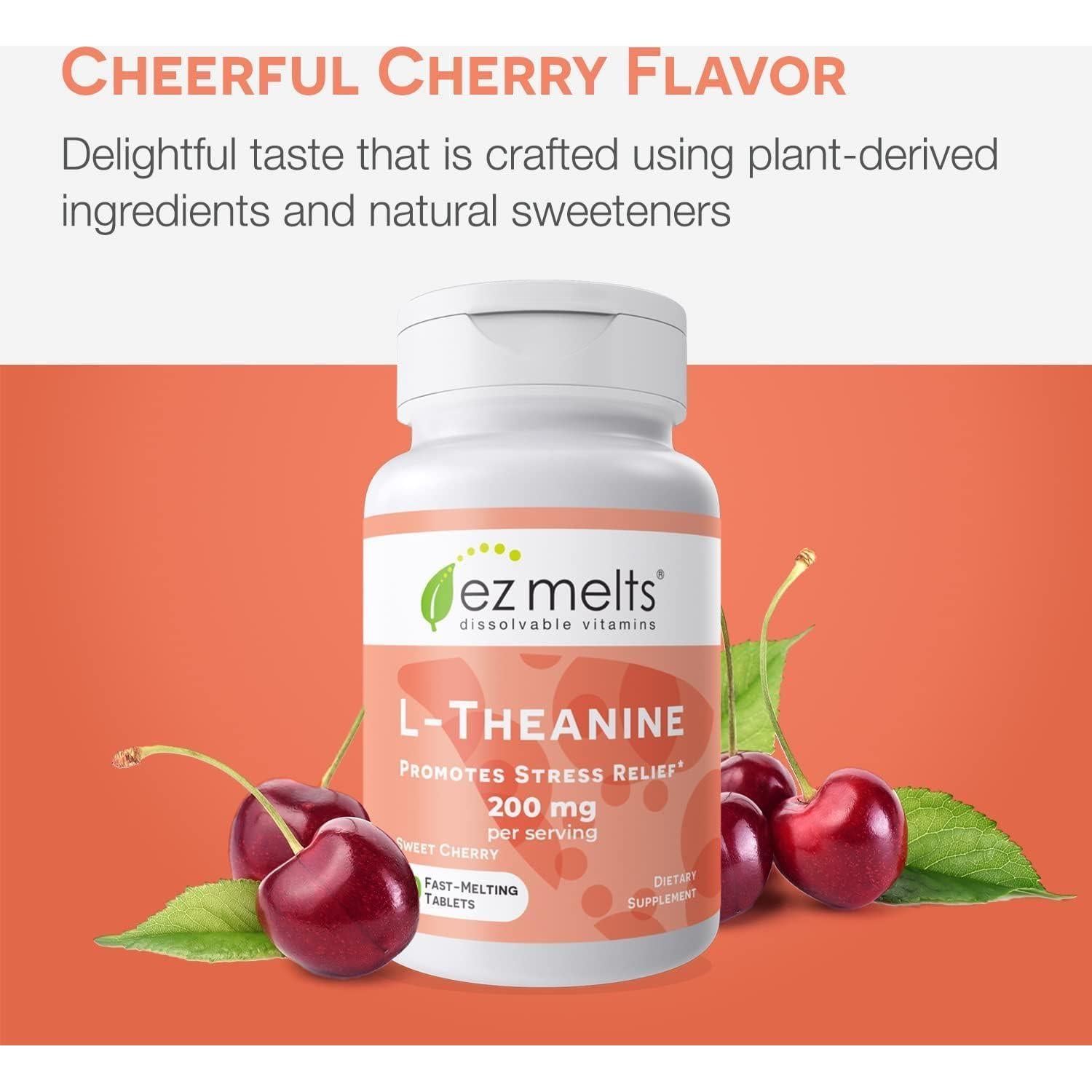 EZ Melts L-Theanine 200 mg - Suplemento Relajante Vegano 60 Tabletas
