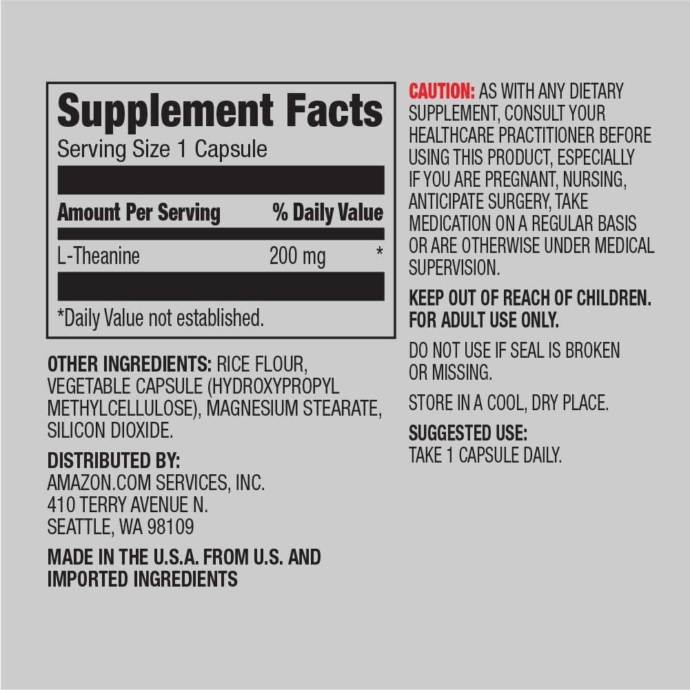 Suplemento de Teanina Elementos de Amazon 200mg 60 Cápsulas
