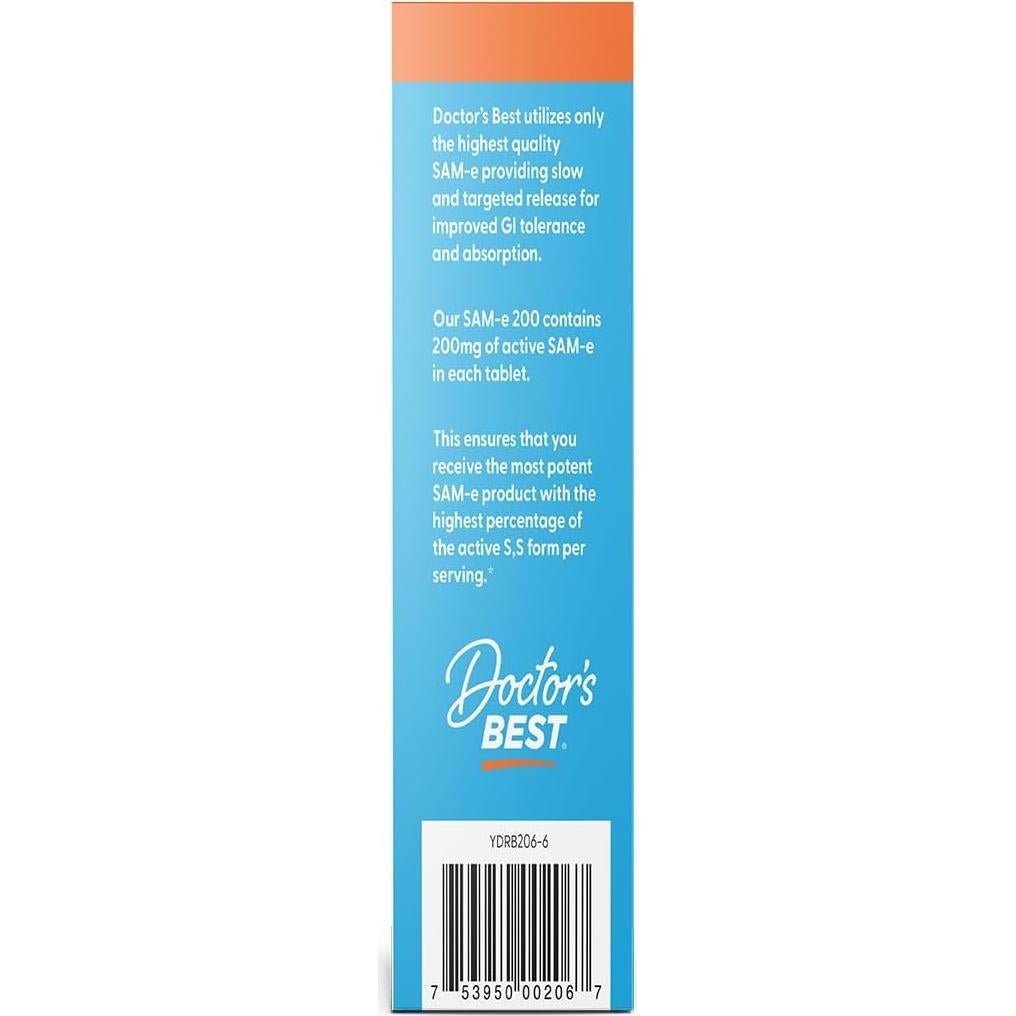 SAM-e Doctor's Best 60 Tabletas - Apoyo Ánimo y Articulaciones