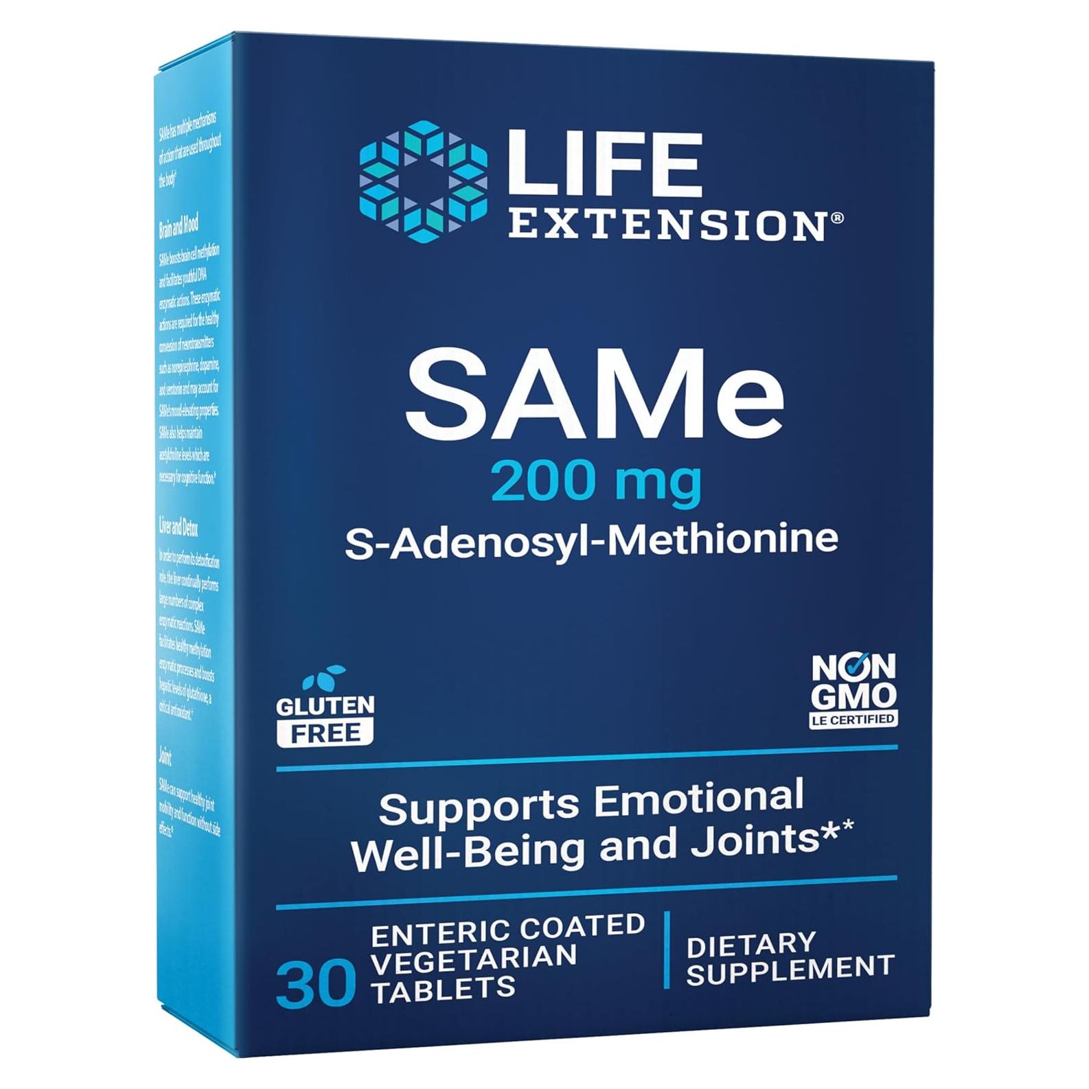 Suplemento SAMe Life Extension 200 mg 30 Tabletas Vegetarianas