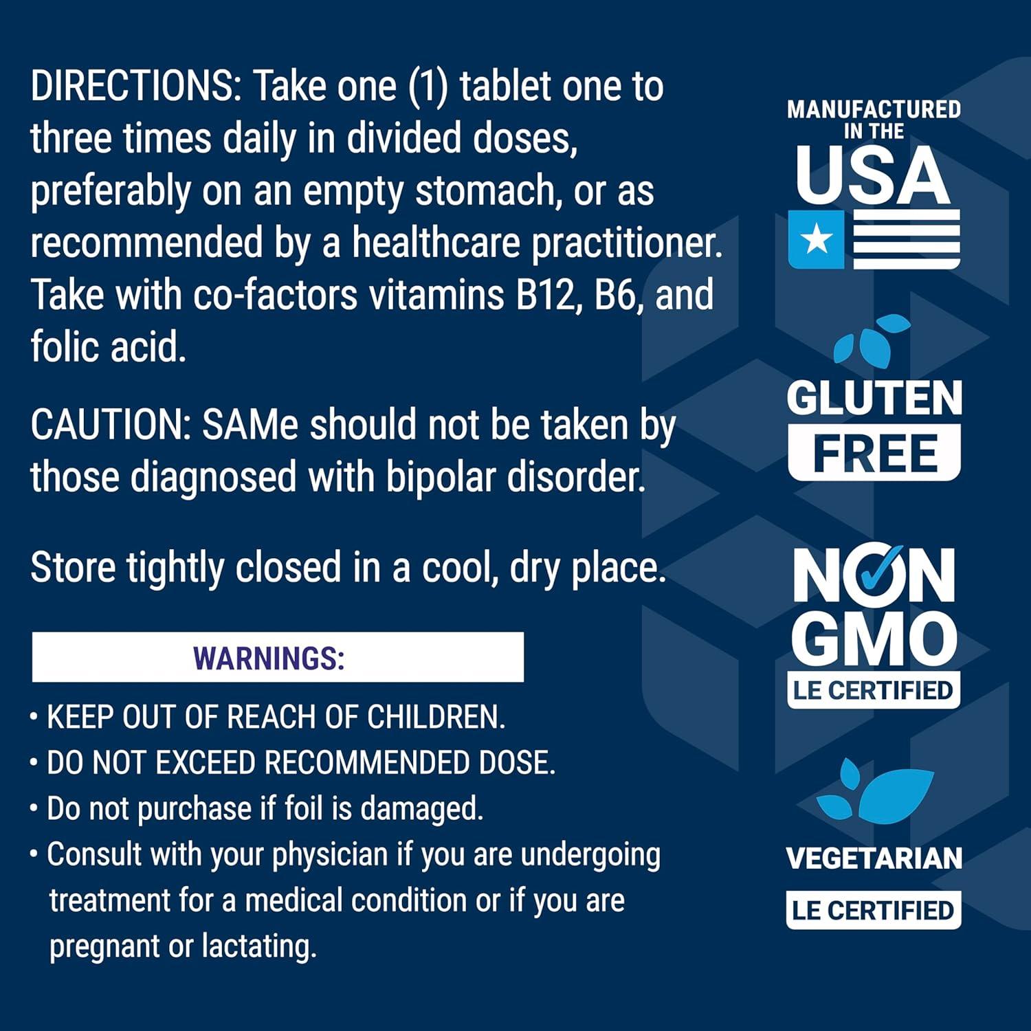 Suplemento SAMe Life Extension 200 mg 30 Tabletas Vegetarianas