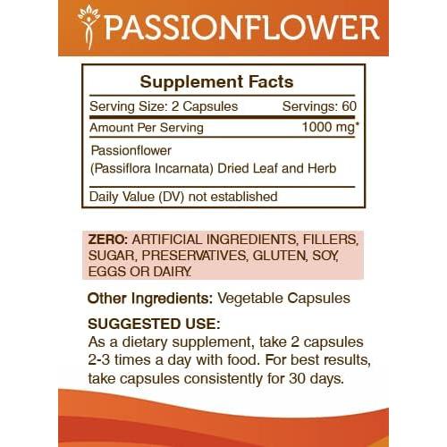 Cápsulas de Flor de Pasión 1000 mg Secretos de la Tribu 120 U.