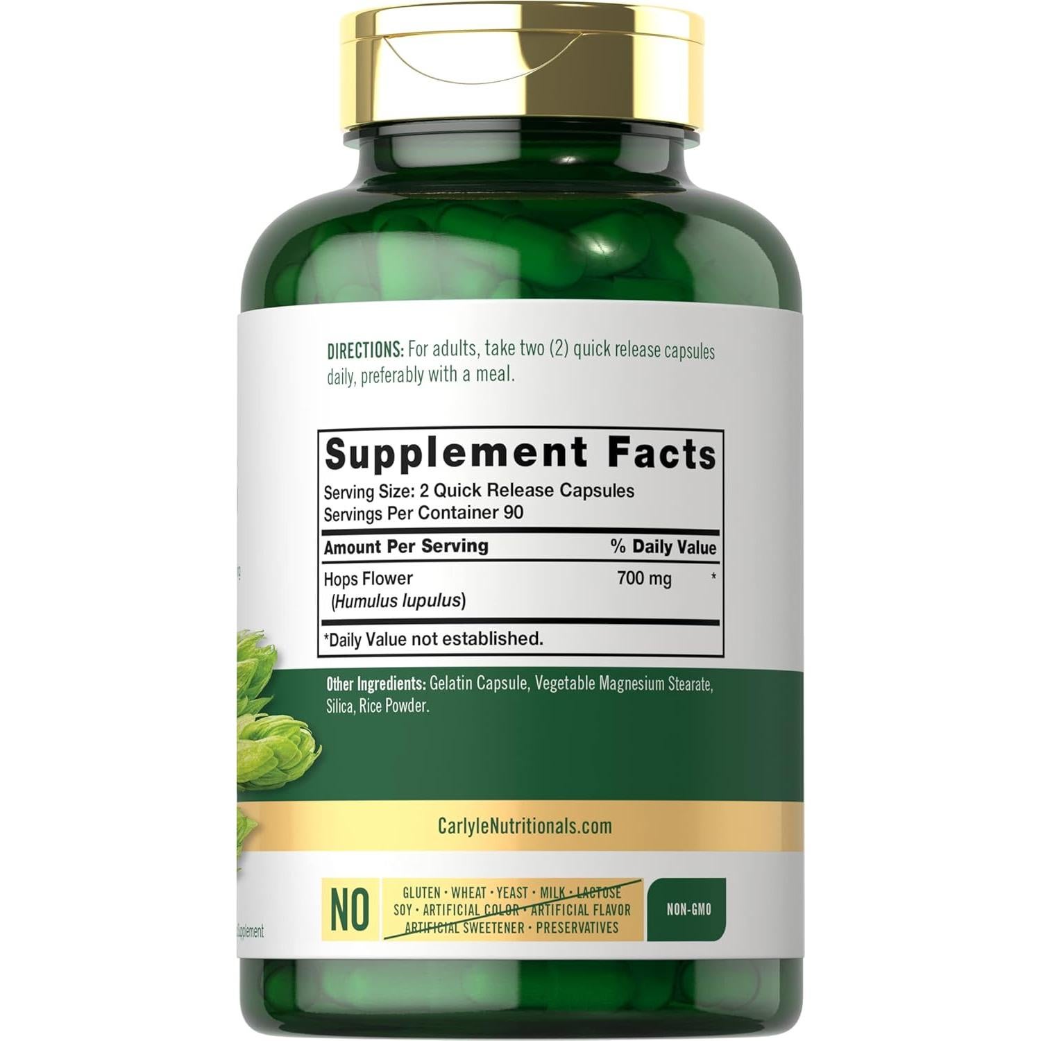 Suplemento de Lúpulo Carlyle 700mg - 180 Cápsulas Sin OGM