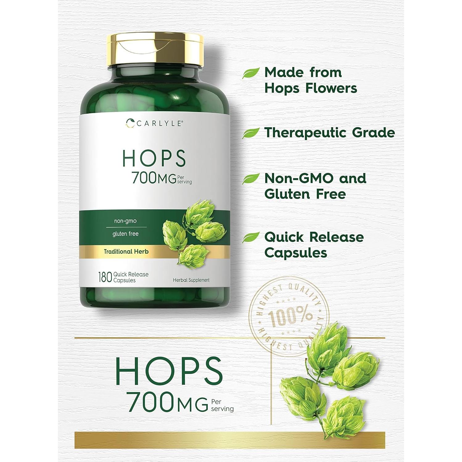 Suplemento de Lúpulo Carlyle 700mg - 180 Cápsulas Sin OGM