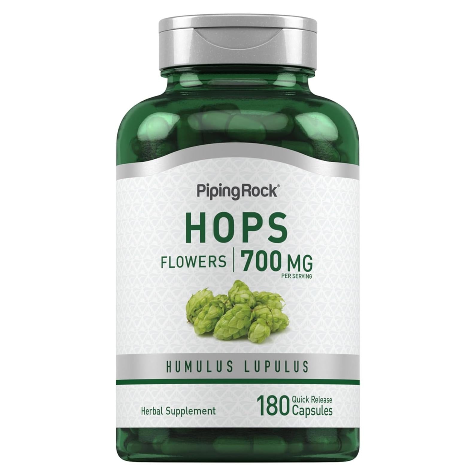 Suplemento de Lúpulo Piping Rock 700mg 180 Cápsulas No OGM