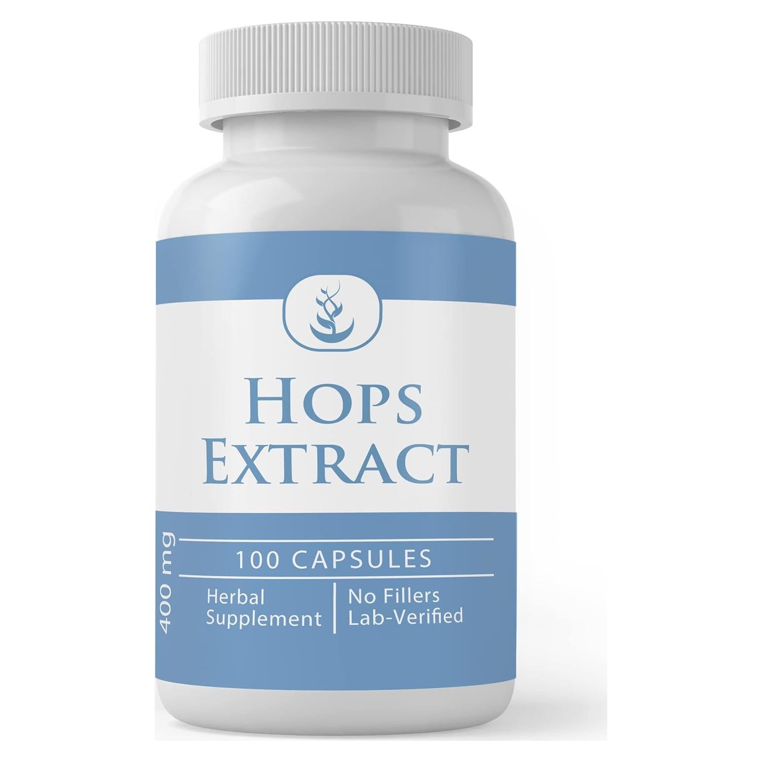 Cápsulas de Extracto de Lúpulo Ingredientes Originales Puros 100 Unidades