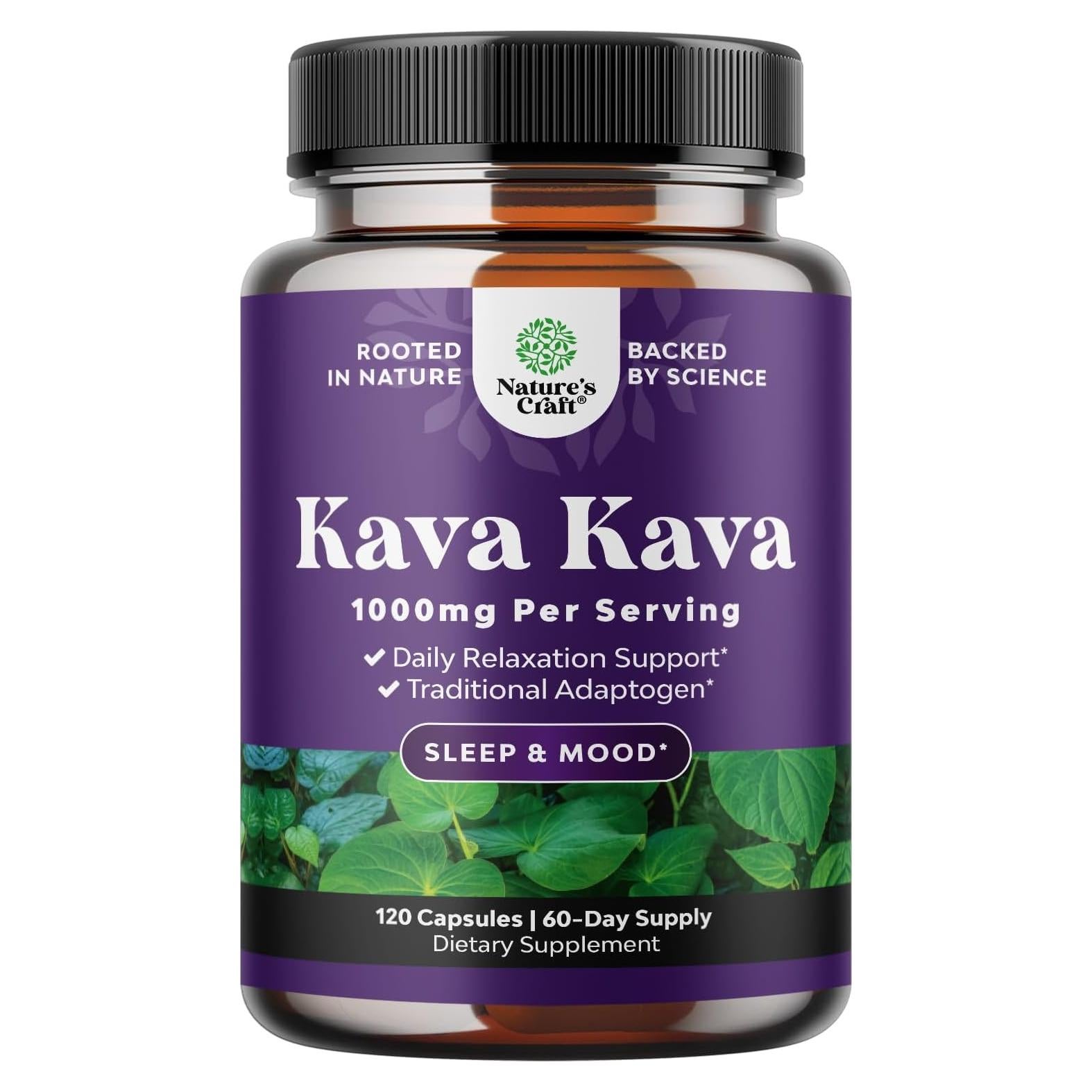 Suplemento Kava Kava 1000mg Natures Craft - 60 Cápsulas Relajantes