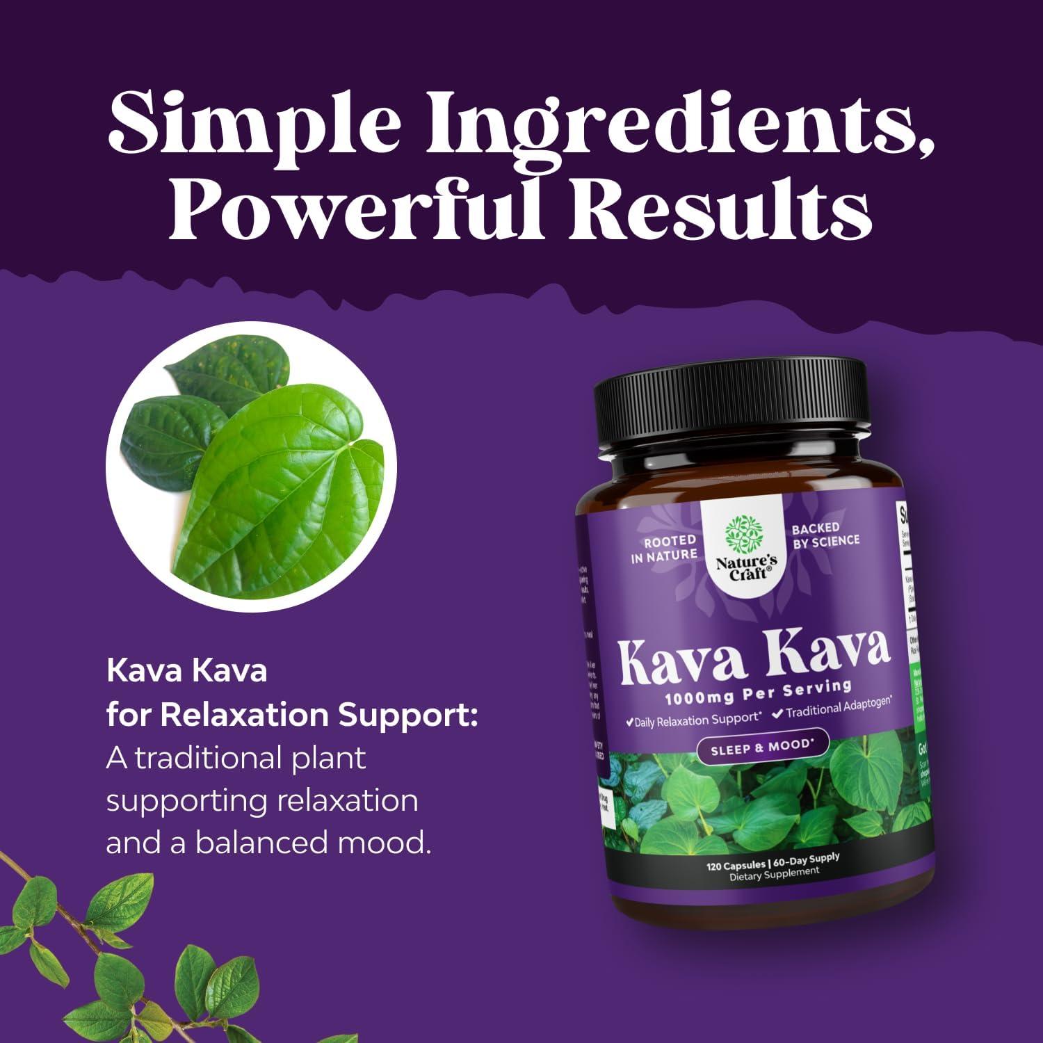 Suplemento Kava Kava 1000mg Natures Craft - 60 Cápsulas Relajantes