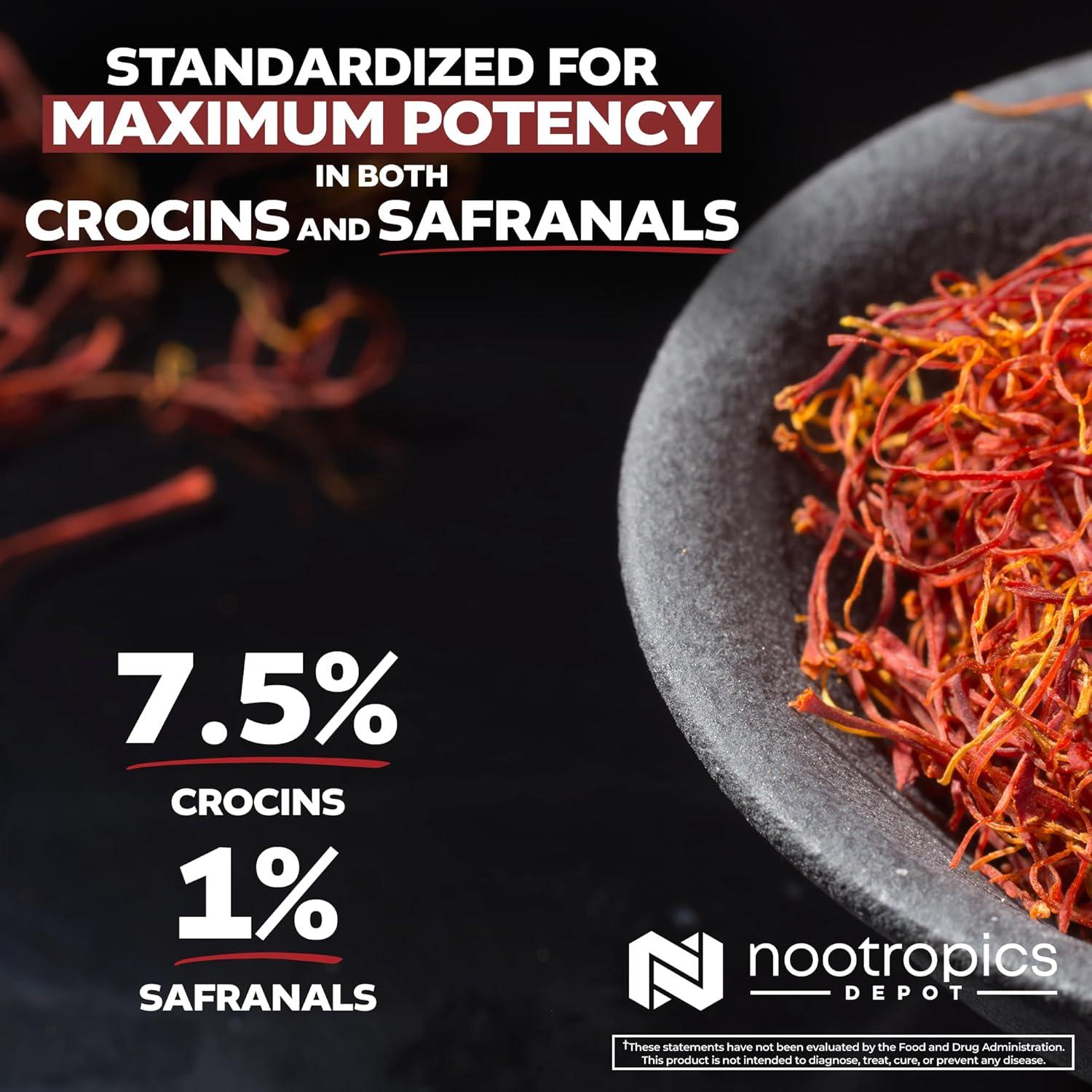 Cápsulas de Extracto de Azafrán Nootropics Depot 30mg 180 ct