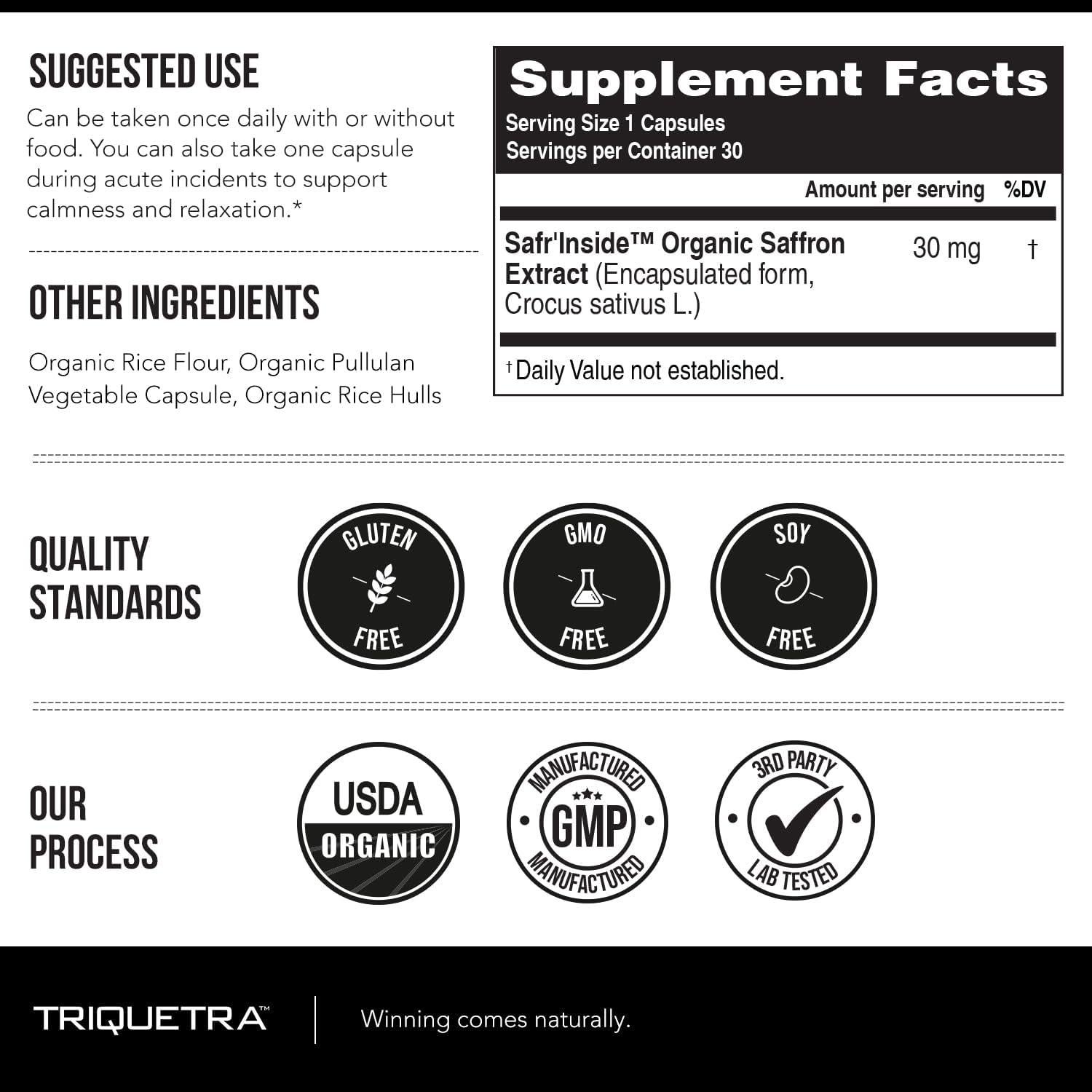 Extracto de Azafrán Orgánico Triquetra Health - 30 Porciones