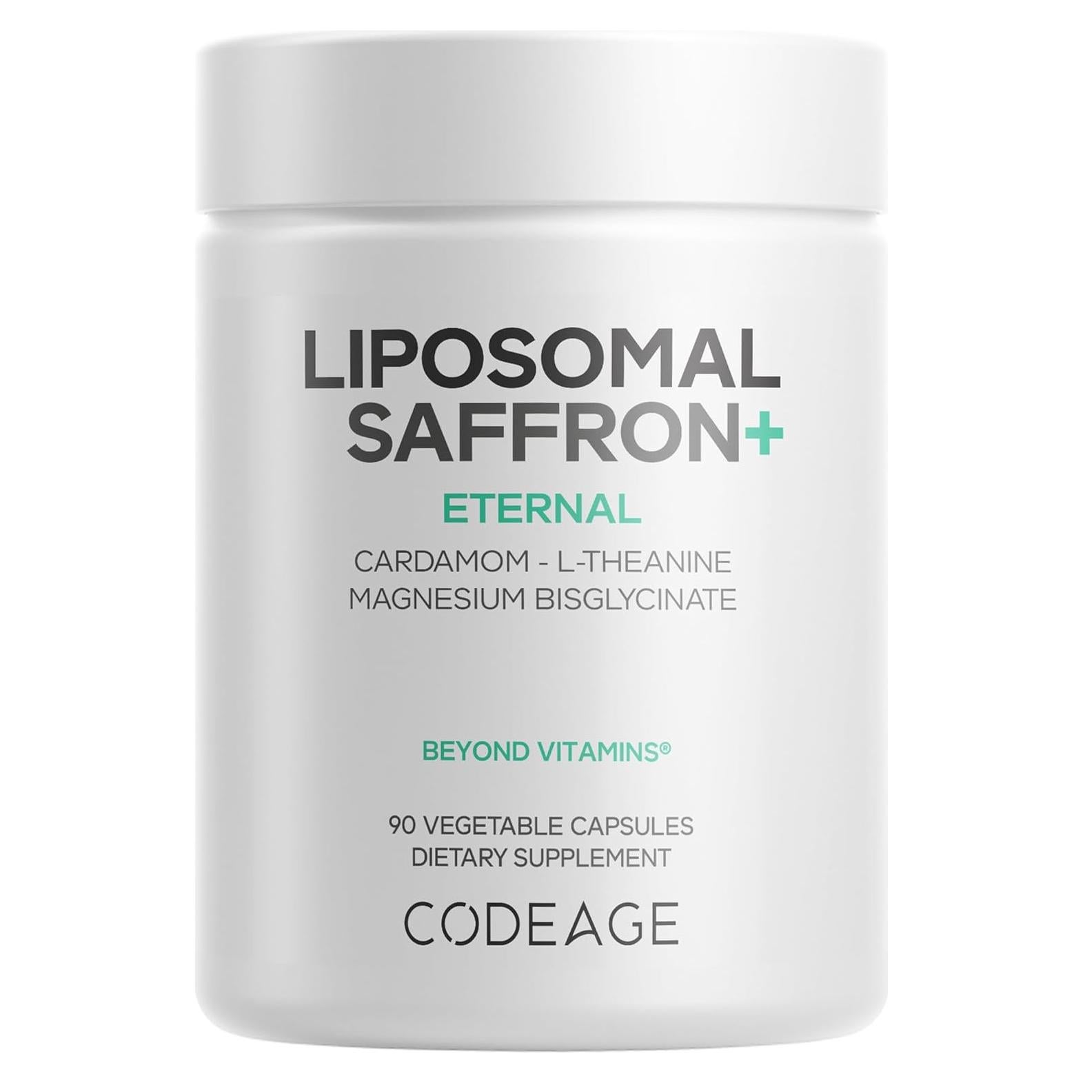 Suplemento Liposomal Saffron+ Codeage - 90 Cápsulas - Azafrán, Magnesio, L-Teanina