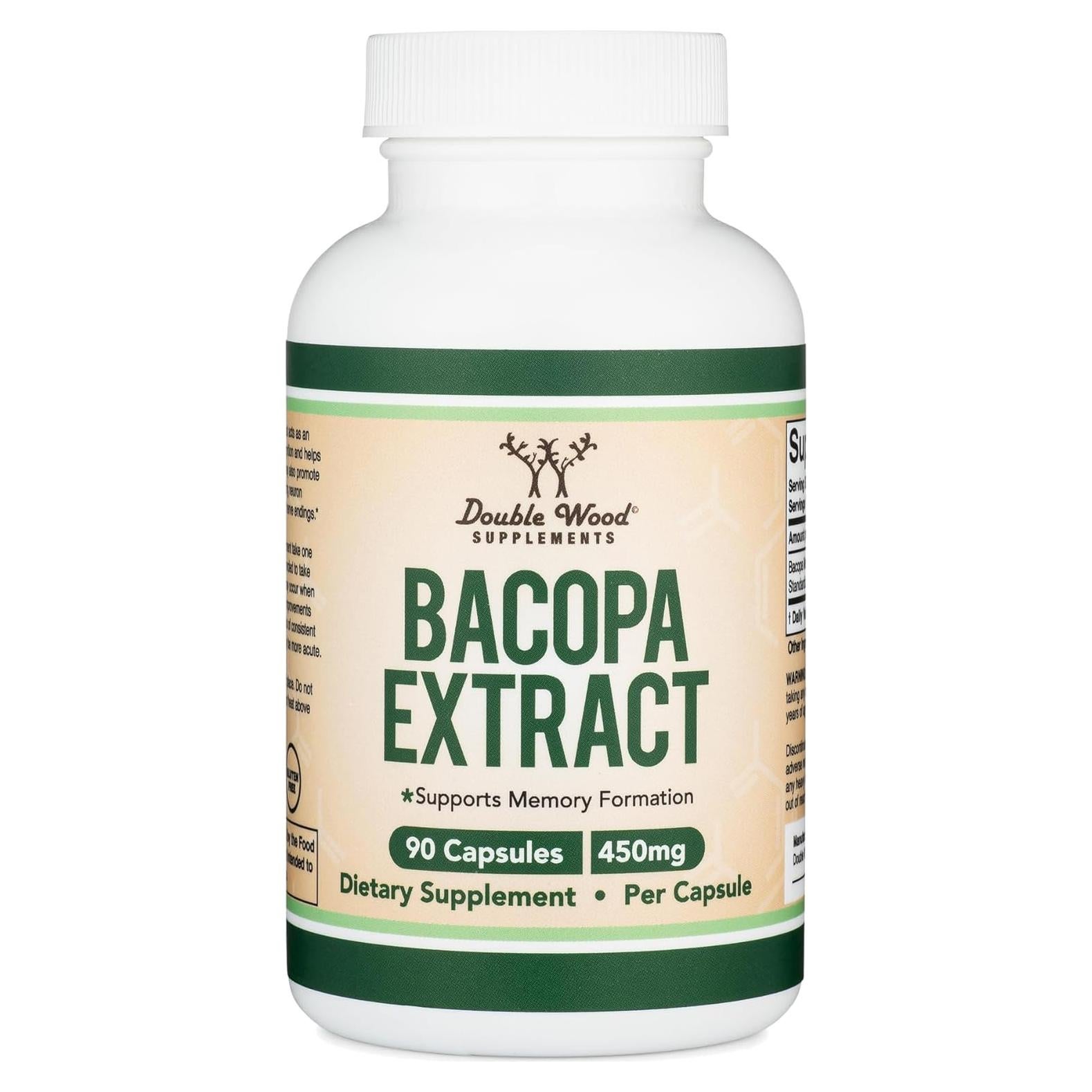Cápsulas de Bacopa Monnieri 450mg Double Wood - Suplemento Cognitivo