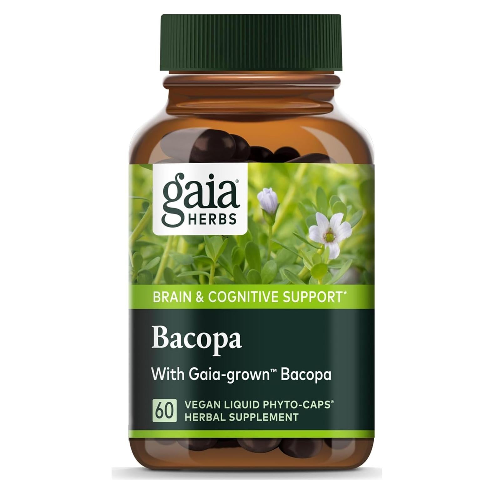 Suplemento Herbal Gaia Herbs Bacopa 60 Cápsulas Veganas