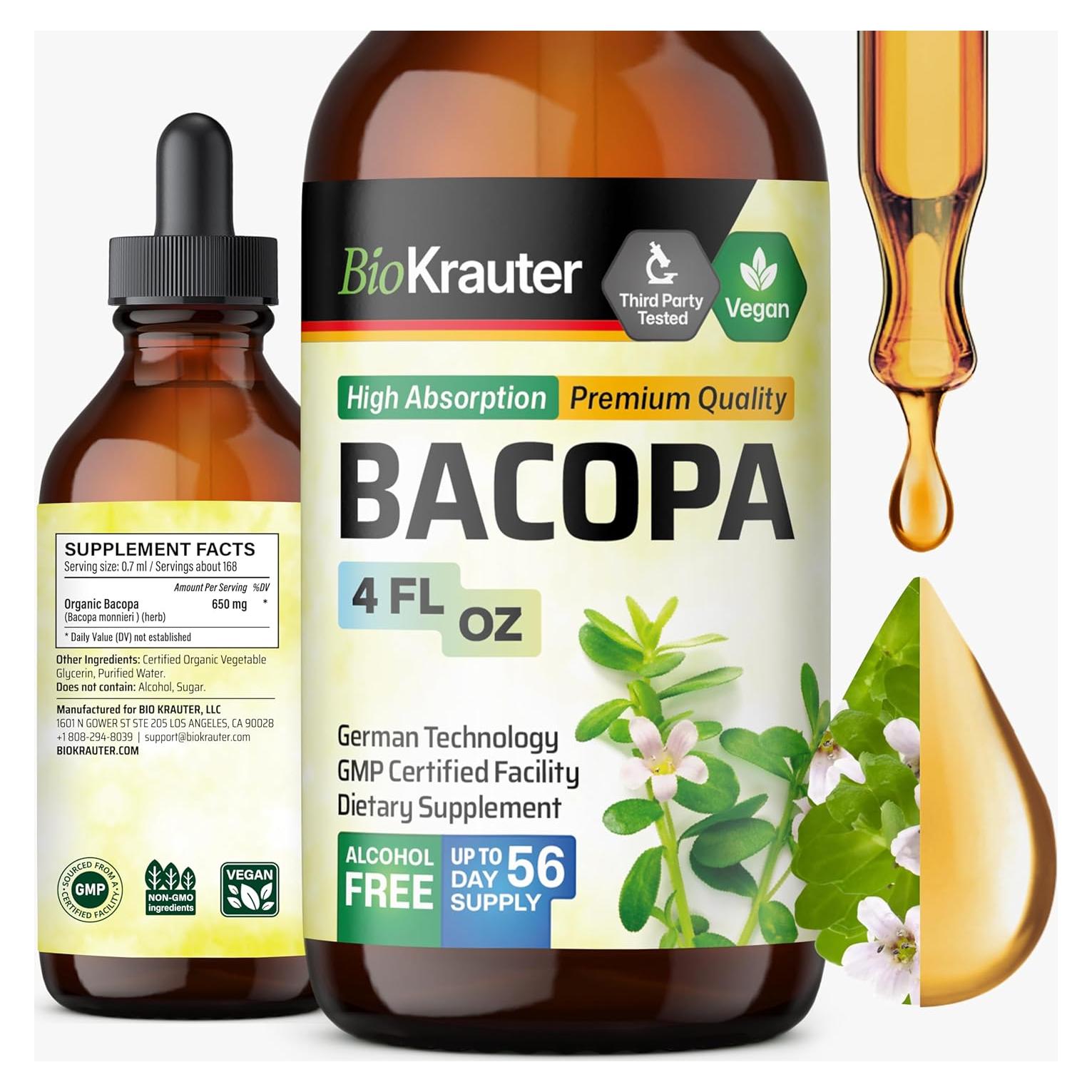 Suplemento Líquido Bacopa Monnieri Bio Krauter 118 ml - Soporte Cerebral