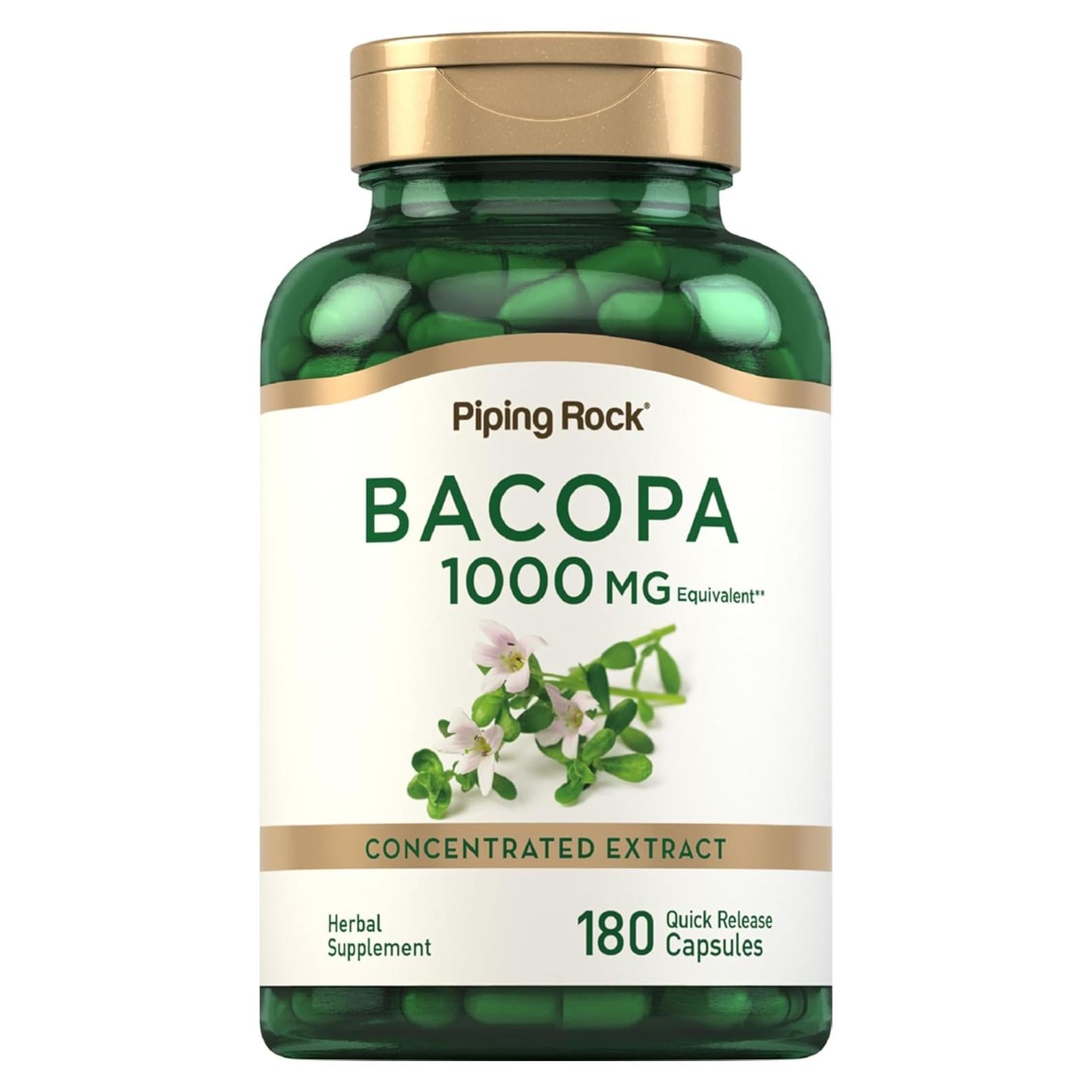 Suplemento Bacopa Monnieri Piping Rock 1000mg 180 Cápsulas