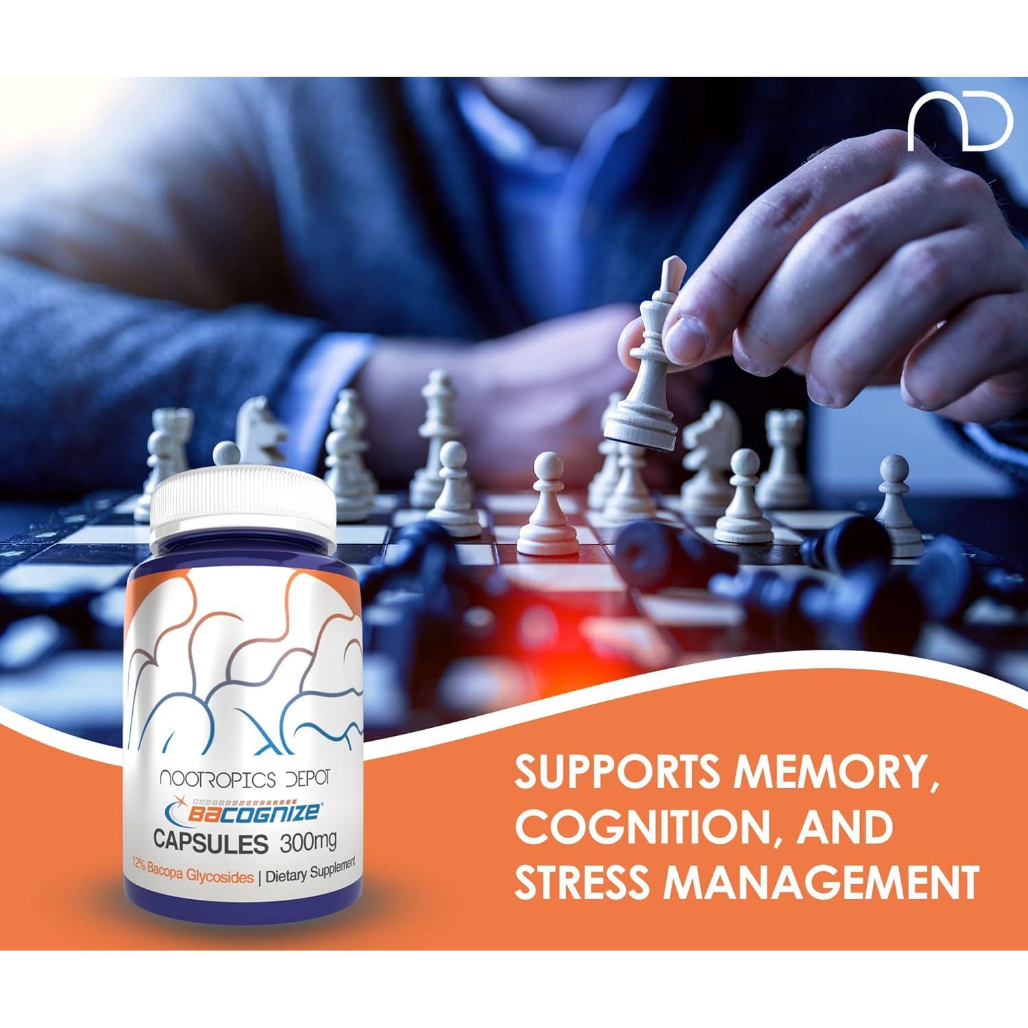 Cápsulas de Bacopa Monnieri 300mg Nootropics Depot 120 Unidades