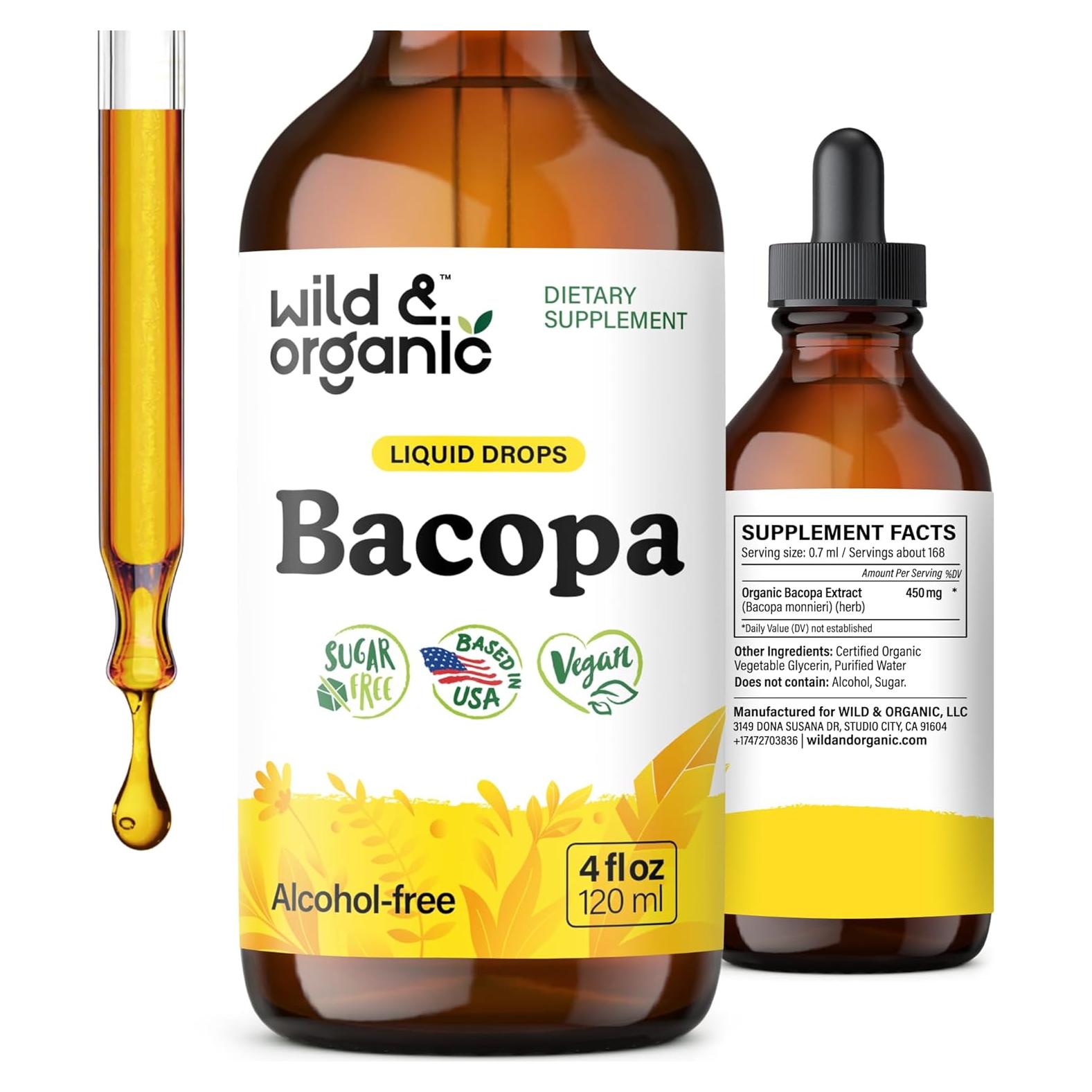 Tintura de Bacopa Monnieri Silvestre 118.29 ml - Suplemento Vegano