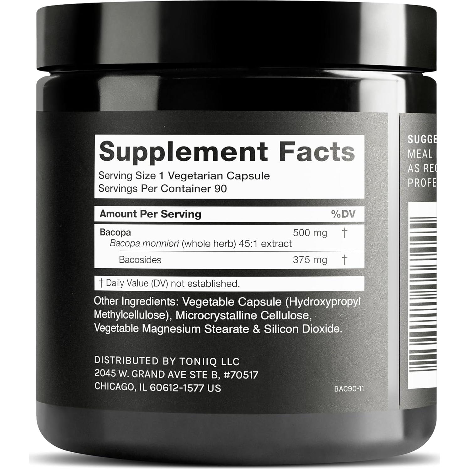 Bacopa Toniiq 90 Cápsulas 500mg 45:1 75% Bacósidos