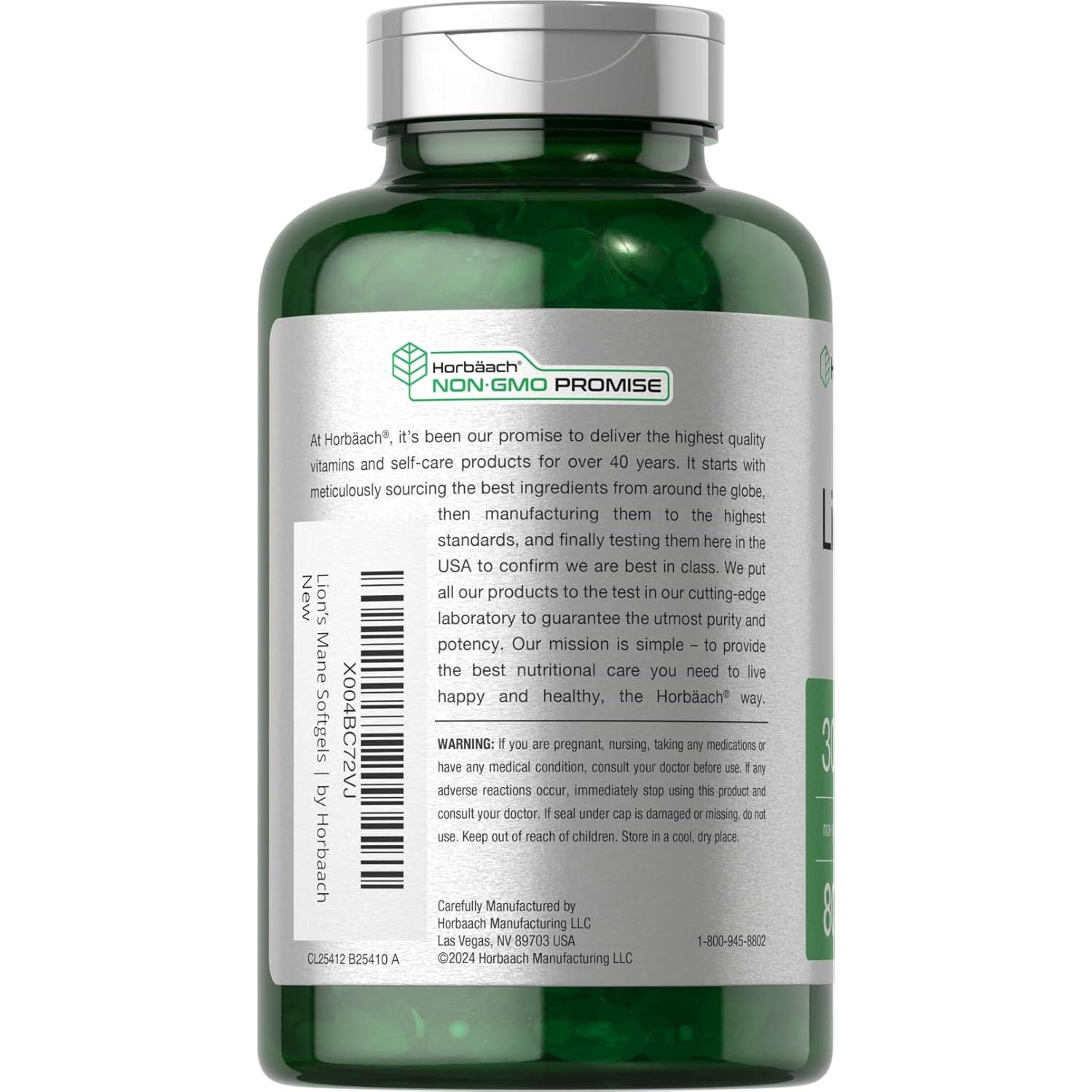 Suplemento Melena de León Horbäach 3000mg 80 Cápsulas Blandas