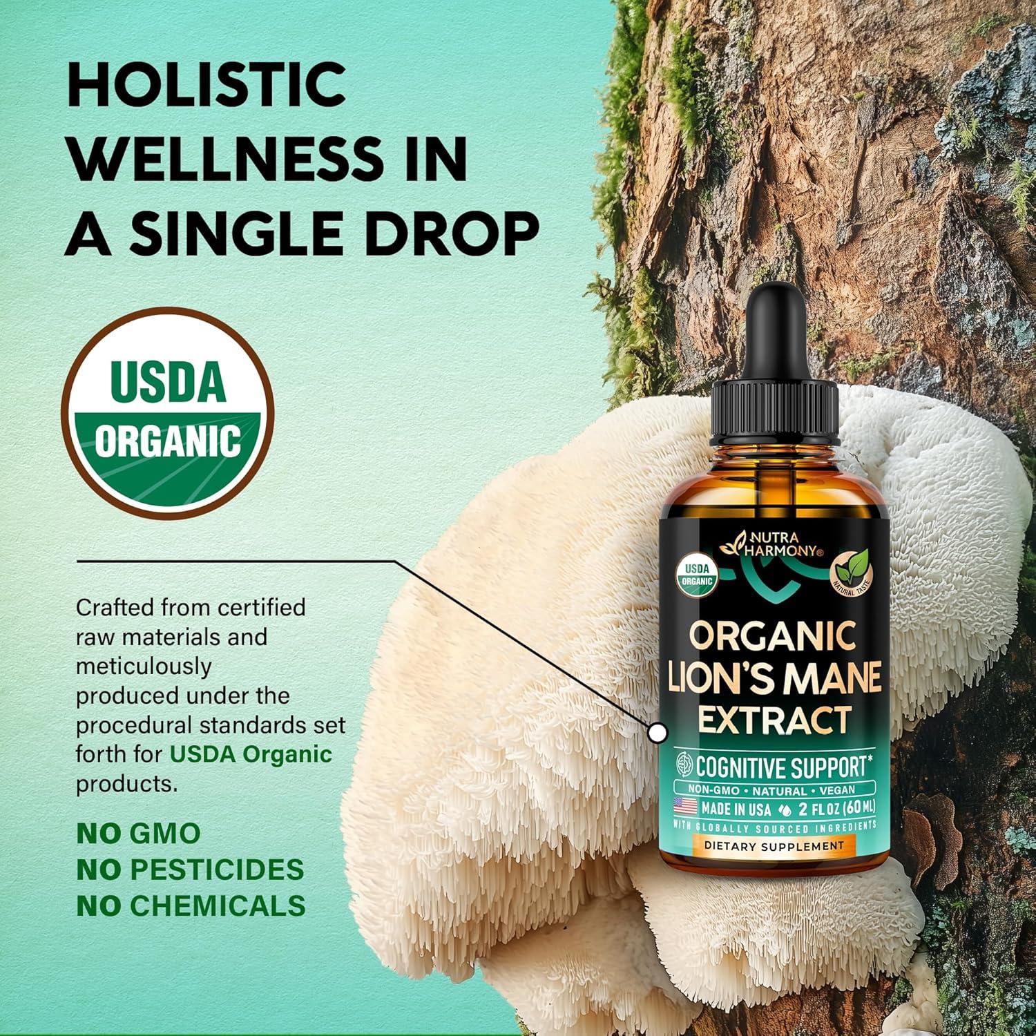 Extracto Líquido de Melena de León NUTRA HARMONY 60 ml - Suplemento Orgánico