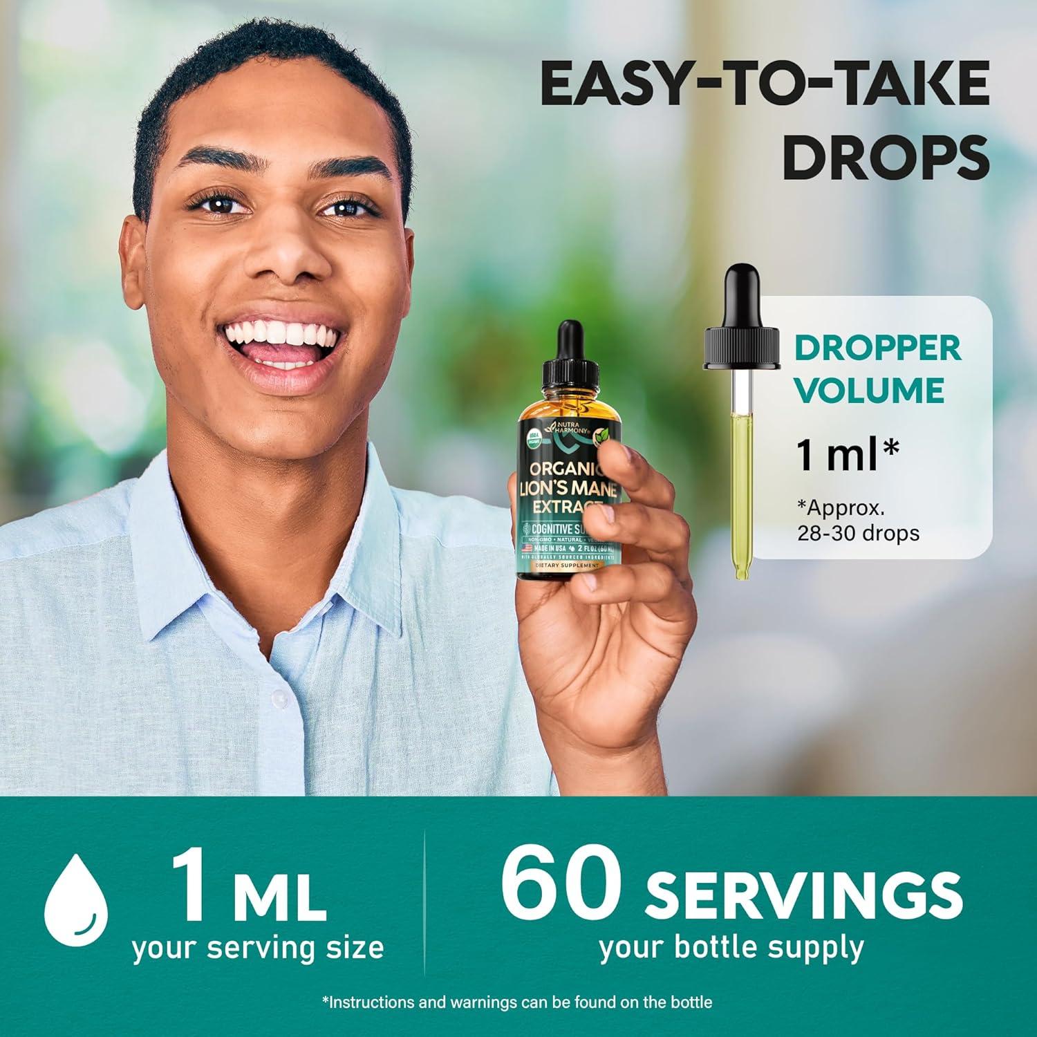 Extracto Líquido de Melena de León NUTRA HARMONY 60 ml - Suplemento Orgánico