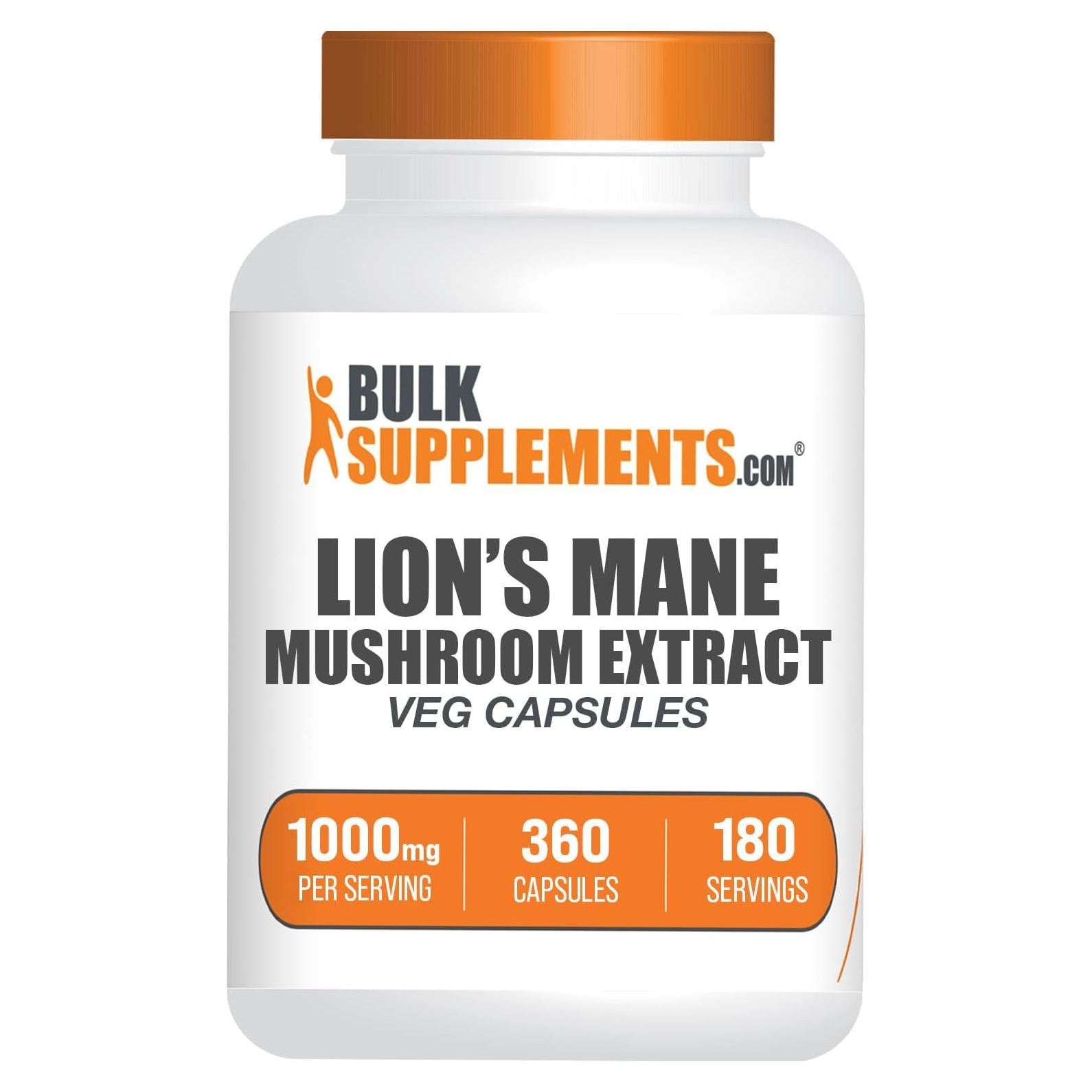 Cápsulas de Hongo Melena de León BulkSupplements 360 Unidades