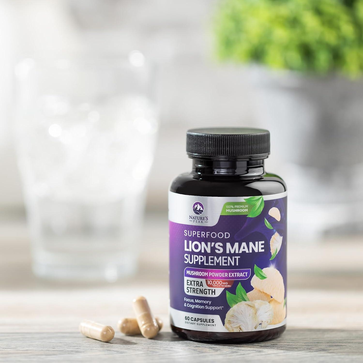 Cápsulas de Hongo Melena de León Nature's Peak 10,000mg 60u