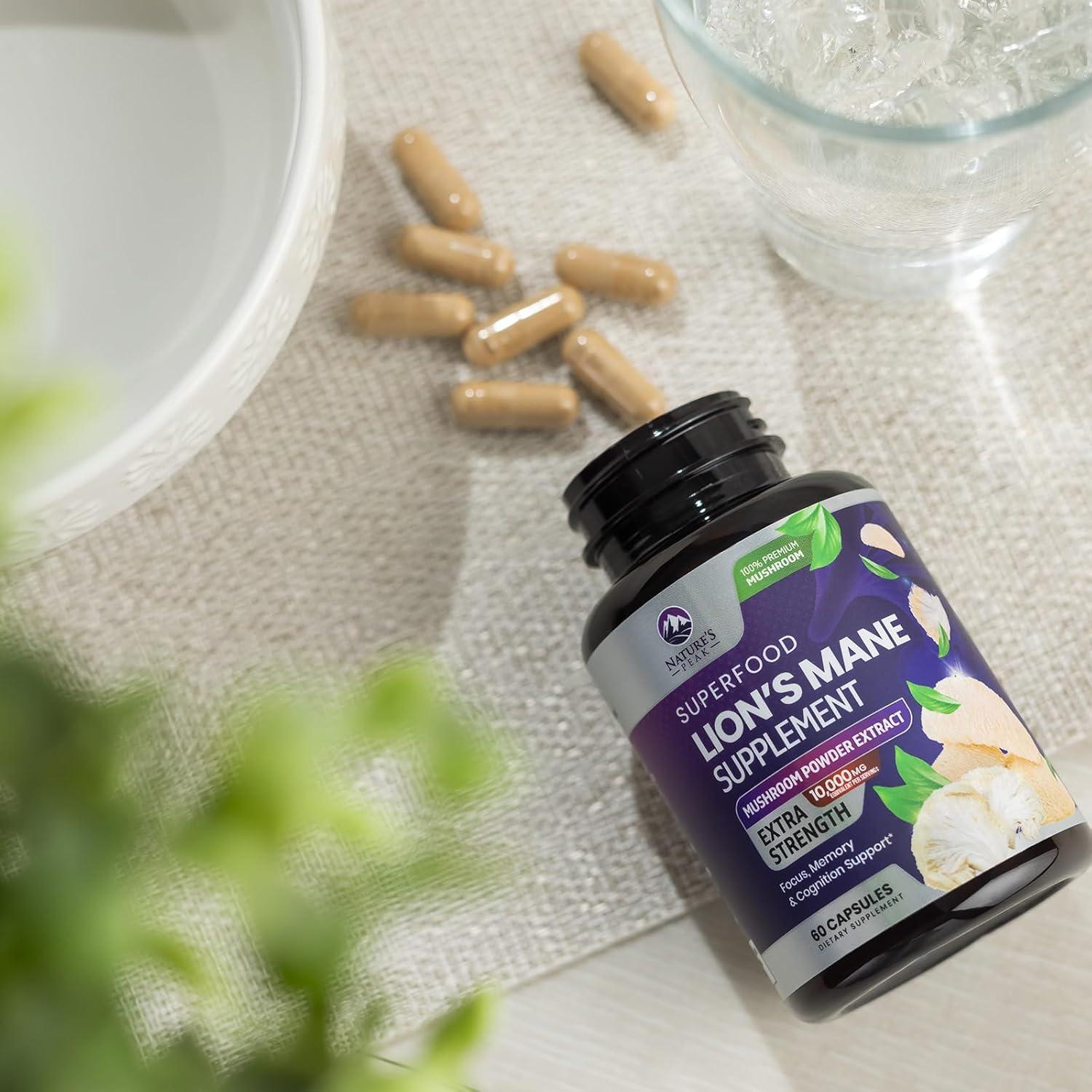 Cápsulas de Hongo Melena de León Nature's Peak 10,000mg 60u