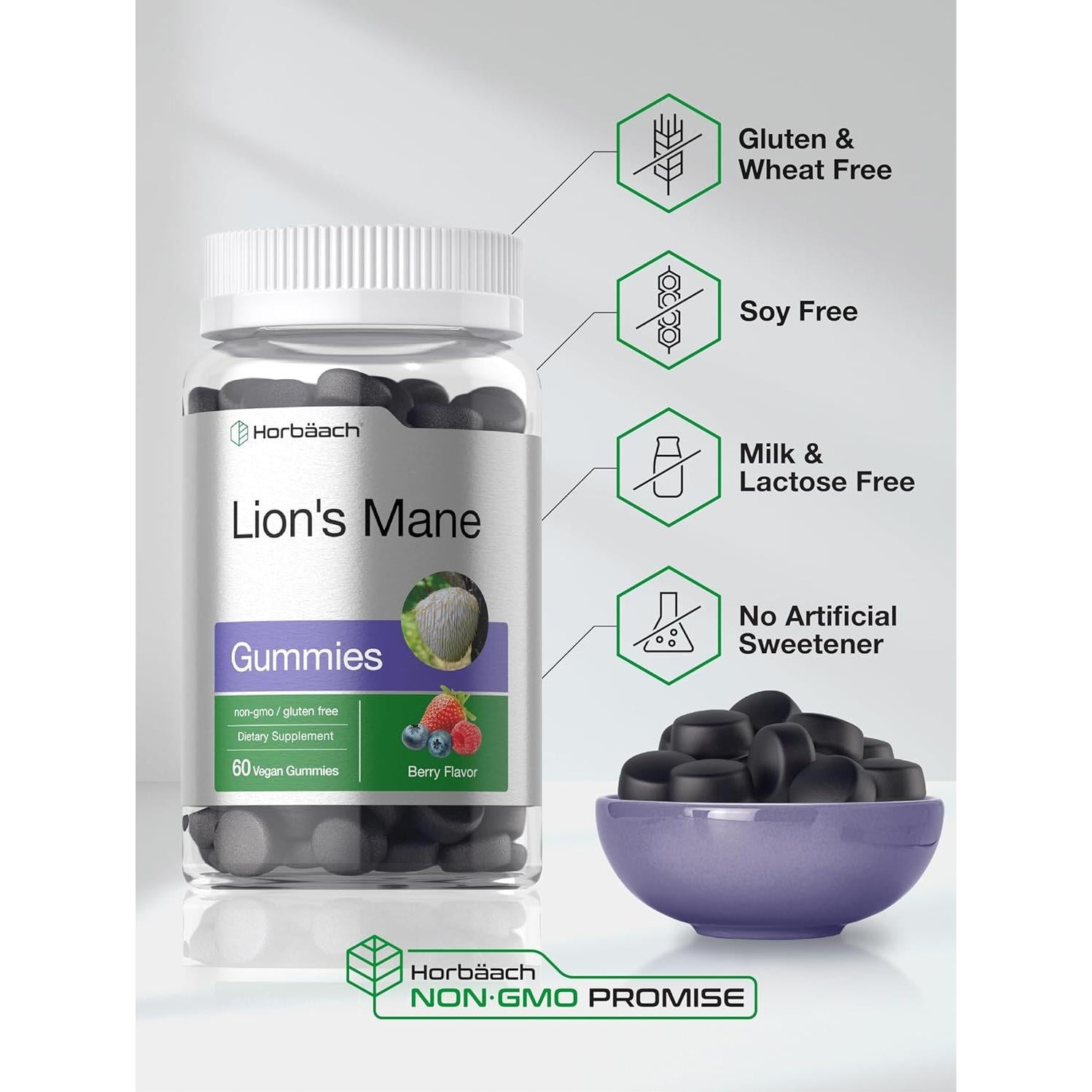 Gominolas Veganas de Melena de León Horbaach 60 Unidades