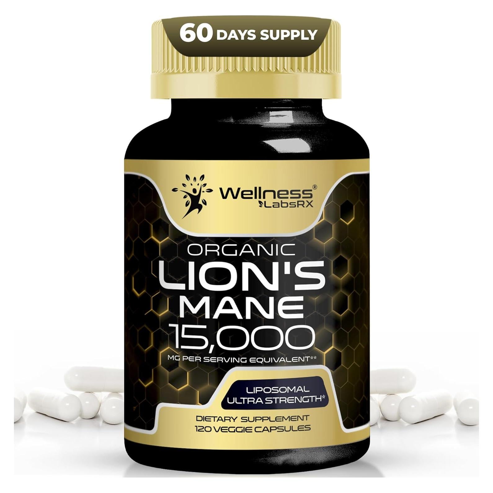 Cápsulas de Suplemento Melena de León WellnessLabsRx 120 Unidades