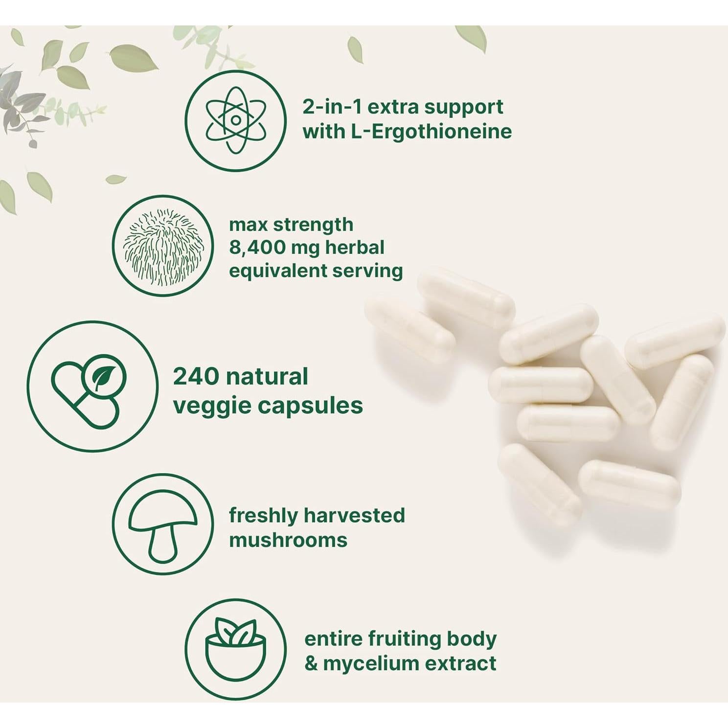 Cápsulas Veganas de Melena de León Micro Ingredients 240 Unidades