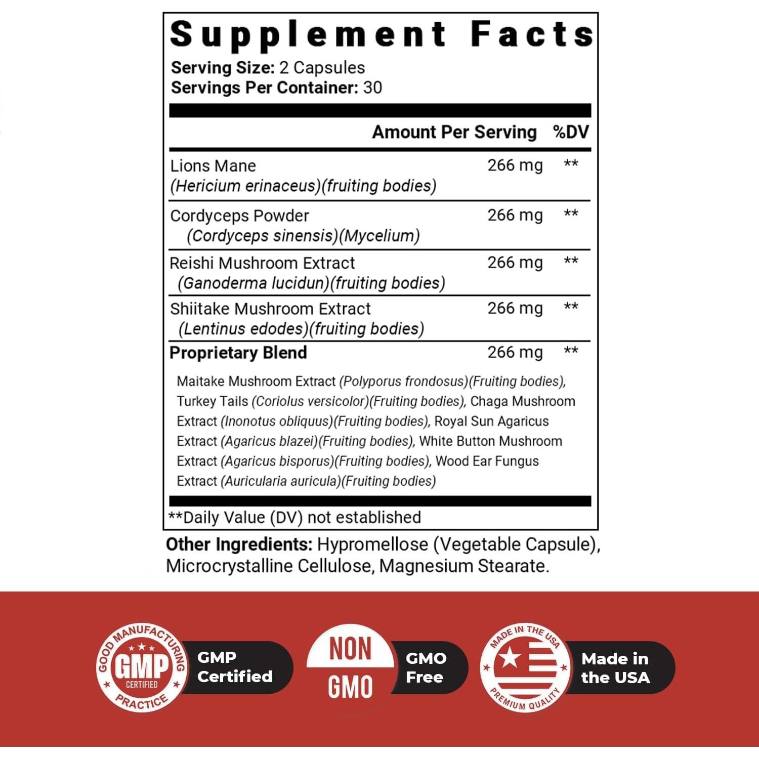 Suplemento Vegano de Hongo Melena de León Dr. Love Roar - 60 Cápsulas