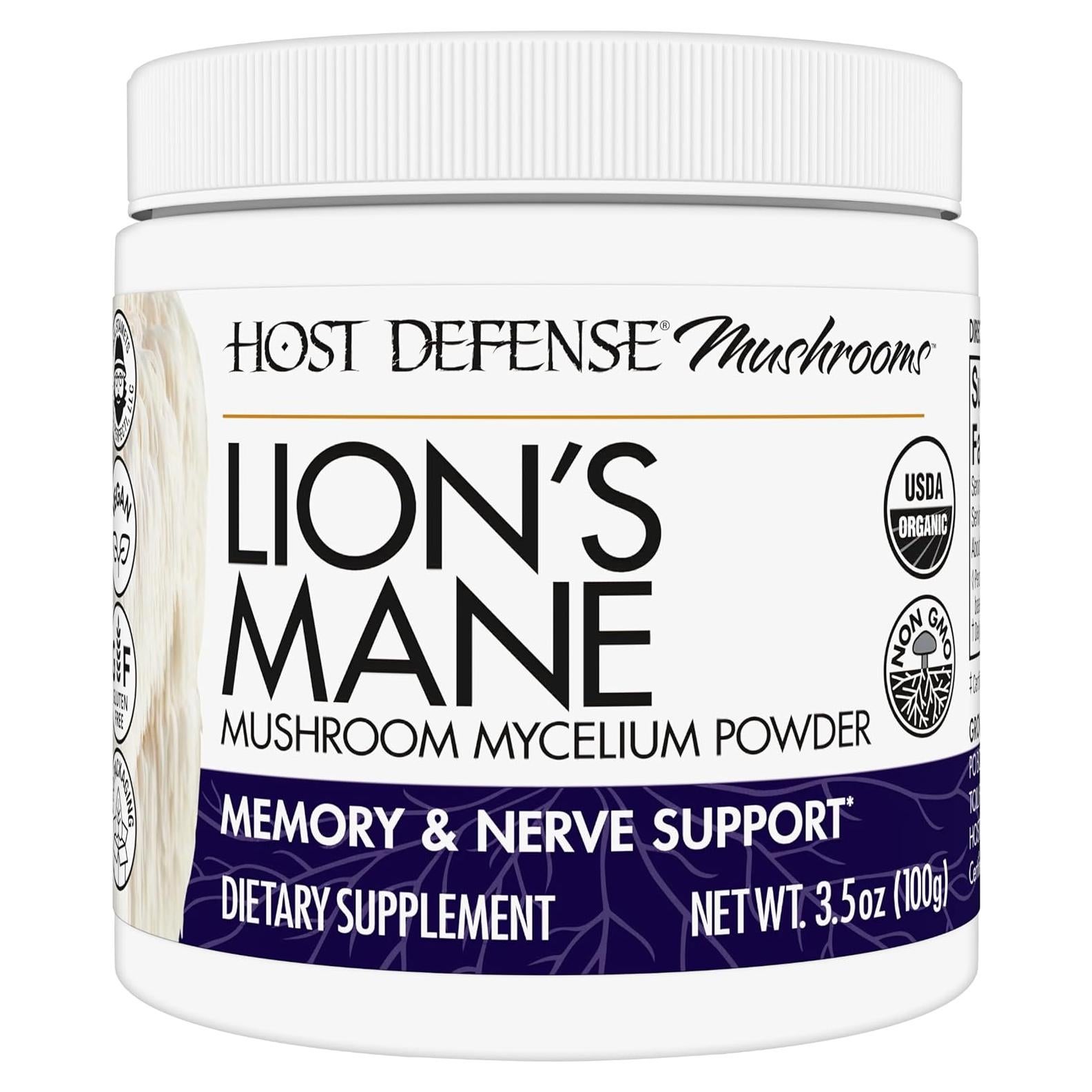 Polvo de Melena de León Host Defense 99.22 g - Suplemento Cerebral