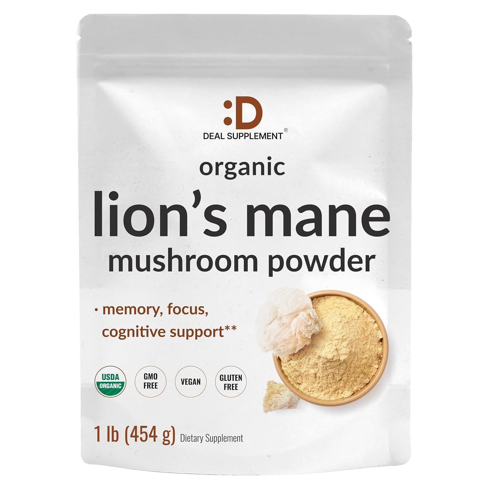 Suplemento Deal Polvo de Hongo Melena de León Orgánico 1500mg 0.45kg