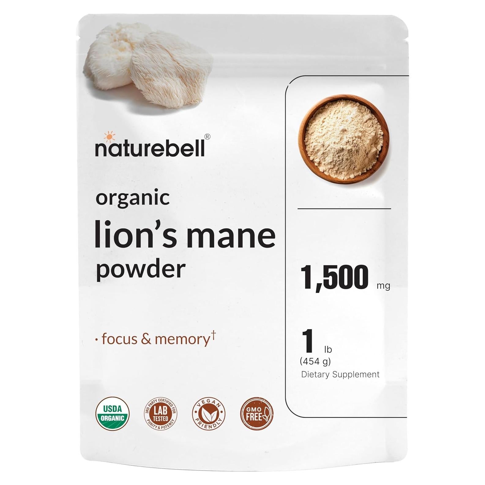 Polvo de Melena de León Orgánico NatureBell 1500mg 0.45kg