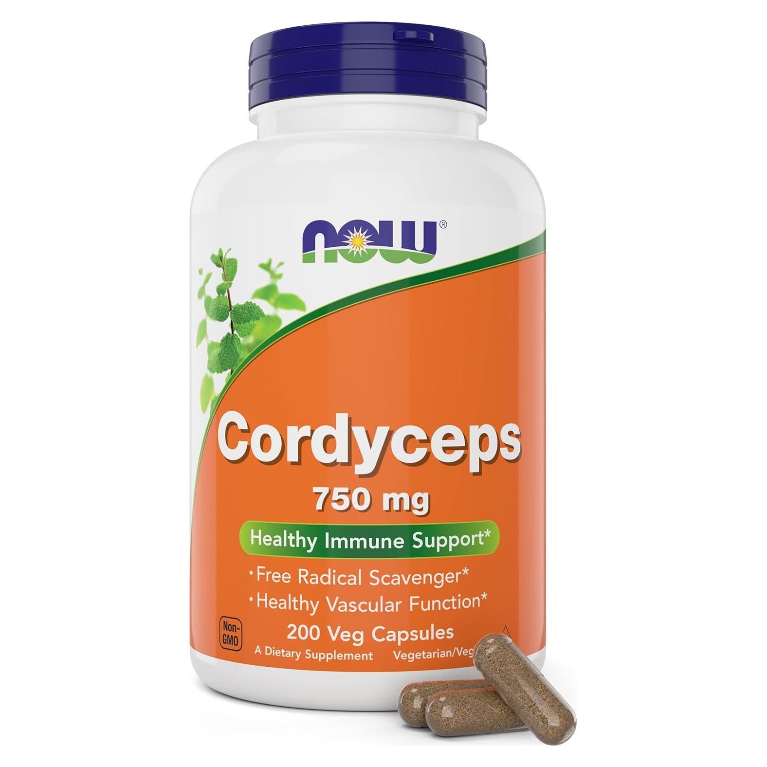 NOW Foods Cordyceps 750mg 200 Cápsulas Veganas - Suplemento Energizante