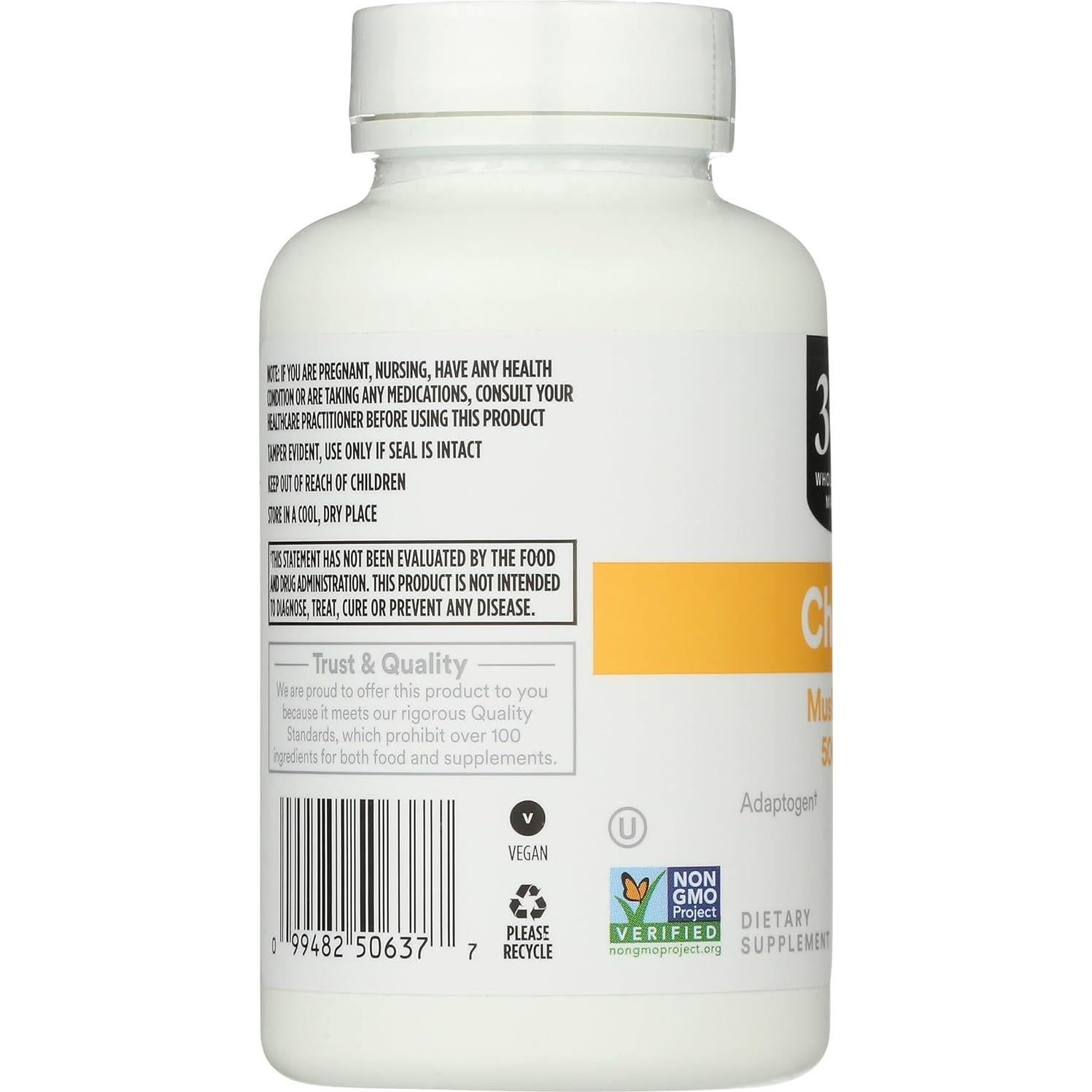 Suplemento de Chaga 365 Whole Foods 90 Cápsulas 81.65g