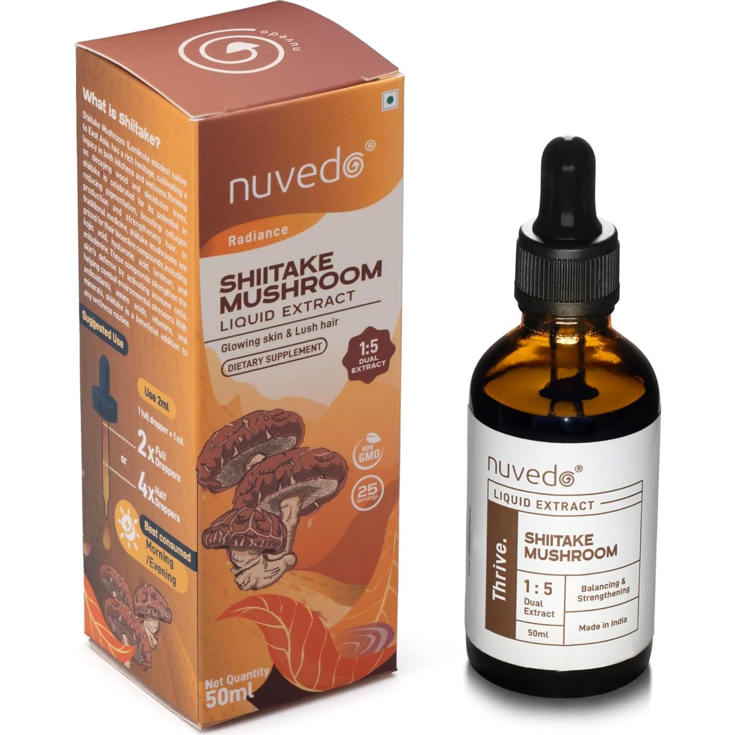 Extracto Líquido de Champiñón Shiitake Nuvedo 50ml Suplemento Herbal